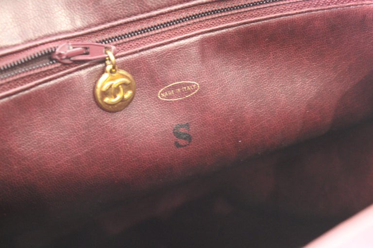 Women's or Men's Chanel Burgundy  Caviar  Leather Vintage Shopper Bag Triple Logo For Sale