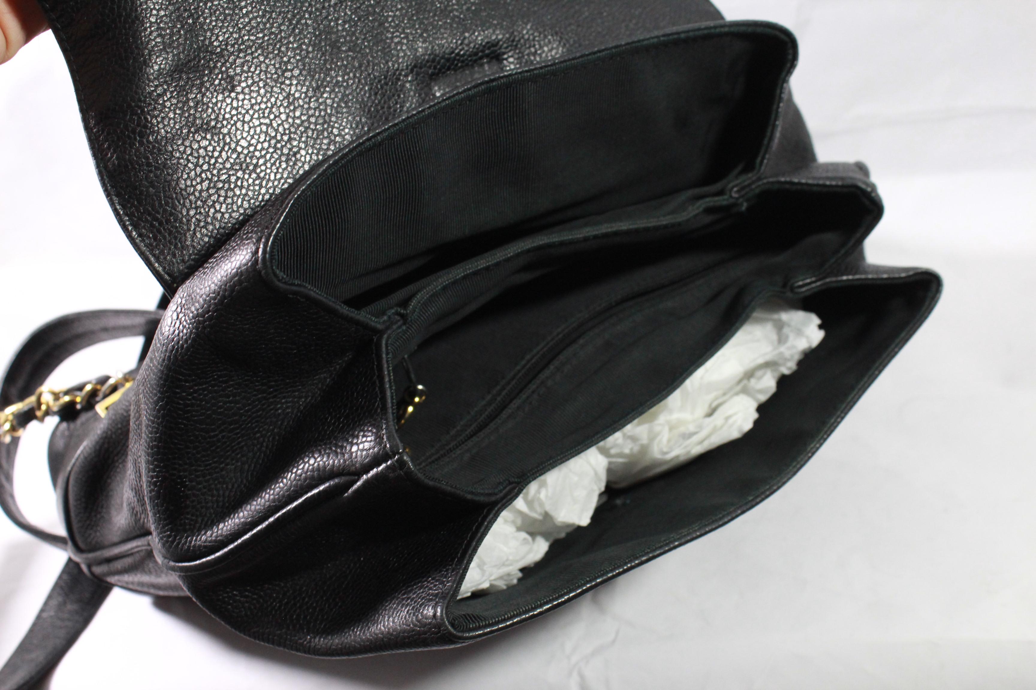 Vintage Chanel black Caviar Leather Backpack 1