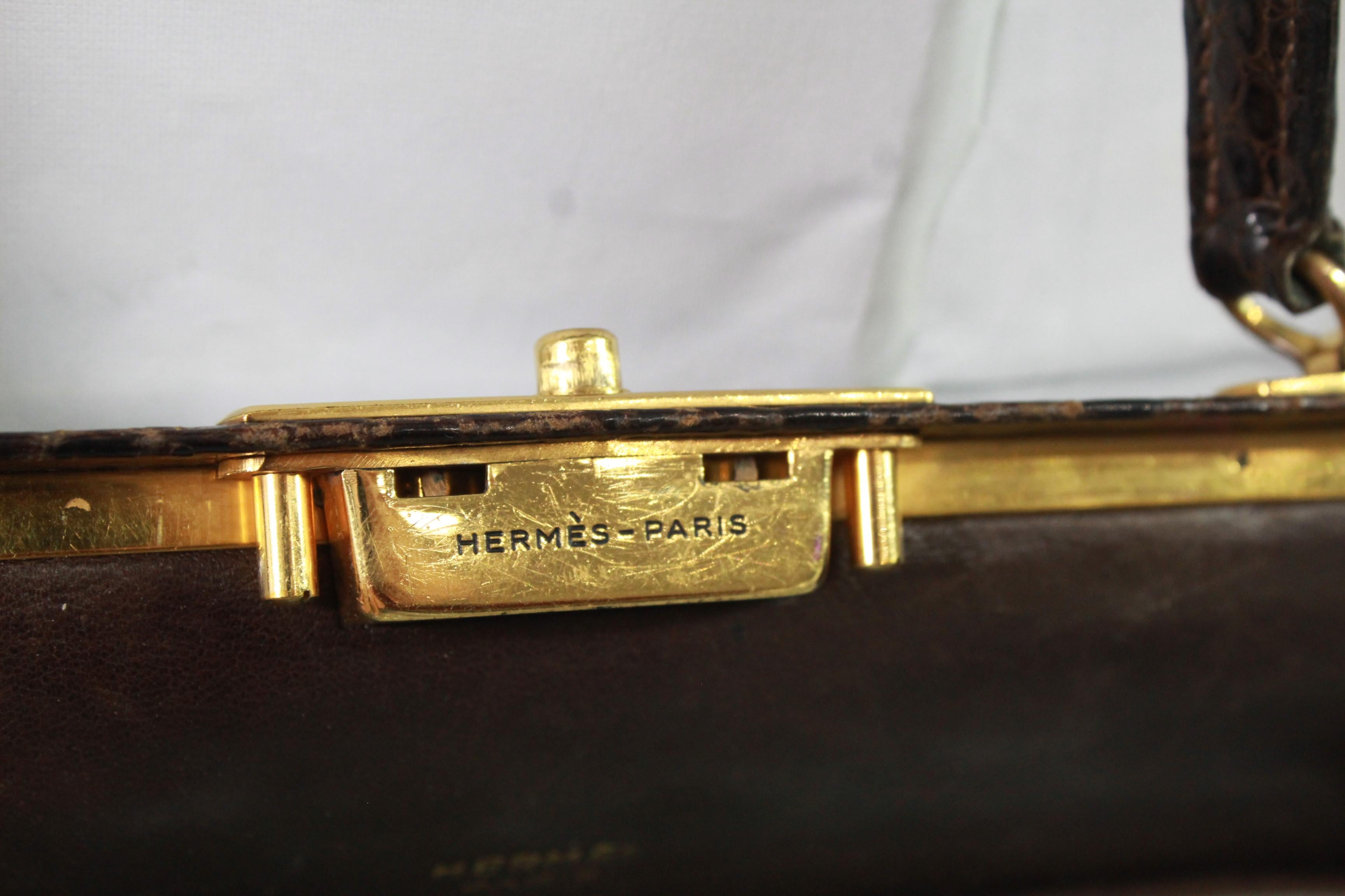 Women's or Men's Hermes Vintage Brown Crocodrile 404 Doctor Bag
