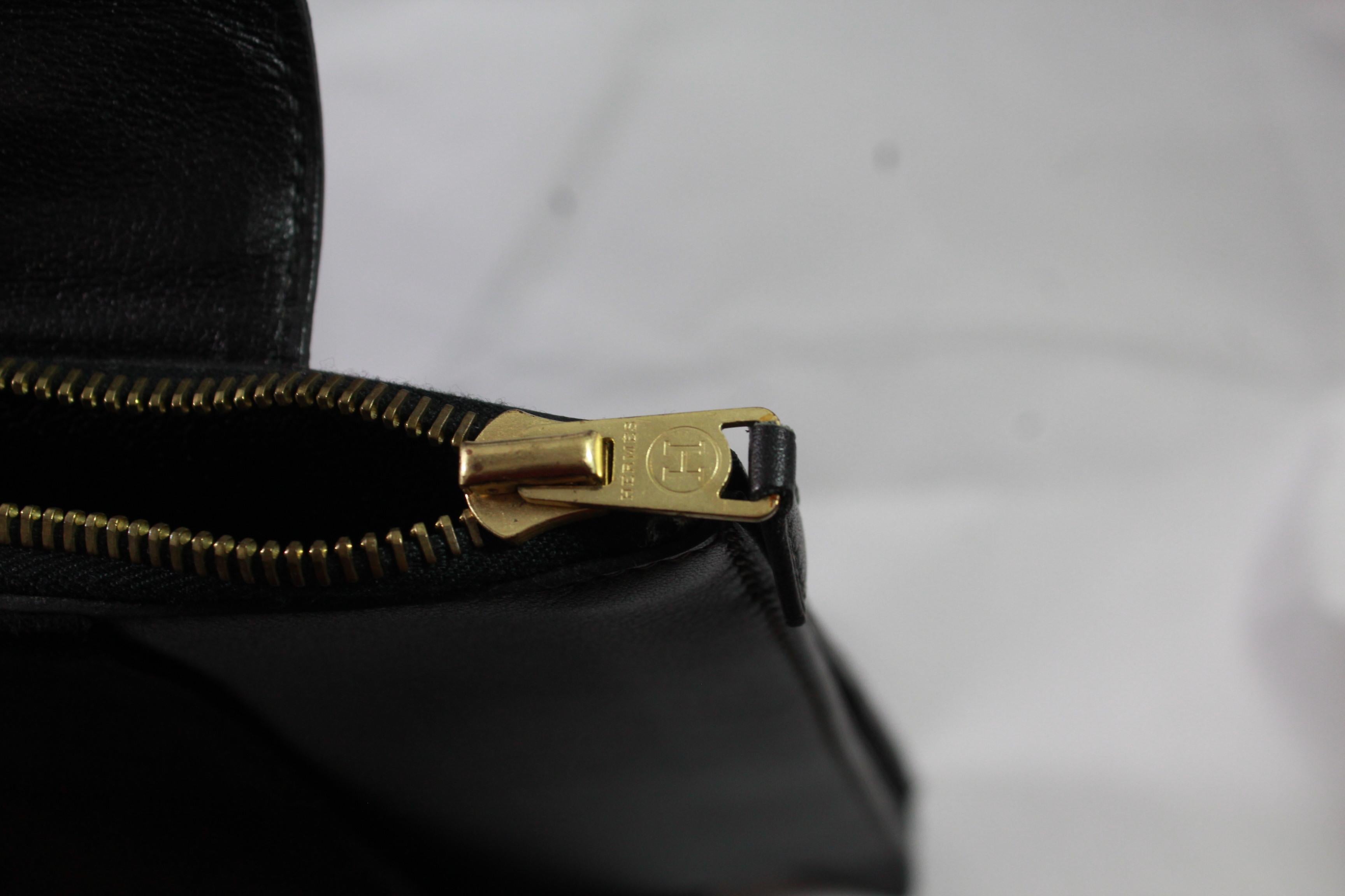 Black Hermes Vintage 1994 President Briefcase in Leather and Lizard