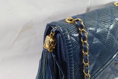 Chanel Vintage Blue Lizard Shoulder Bag