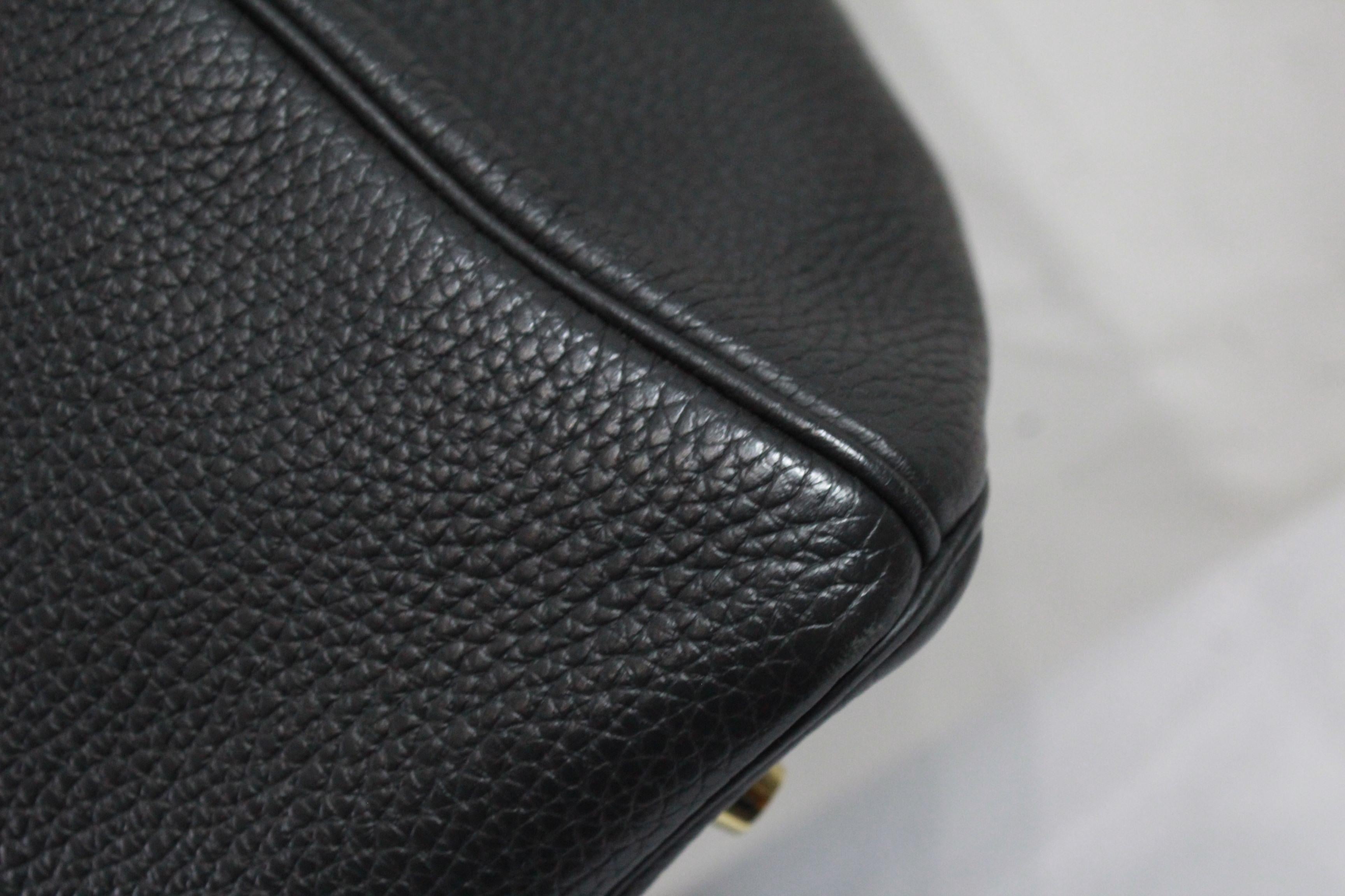 Birkin Hermes 35 in Black / Grey Graphite Leather and Golden Hardware In Good Condition In Paris, FR