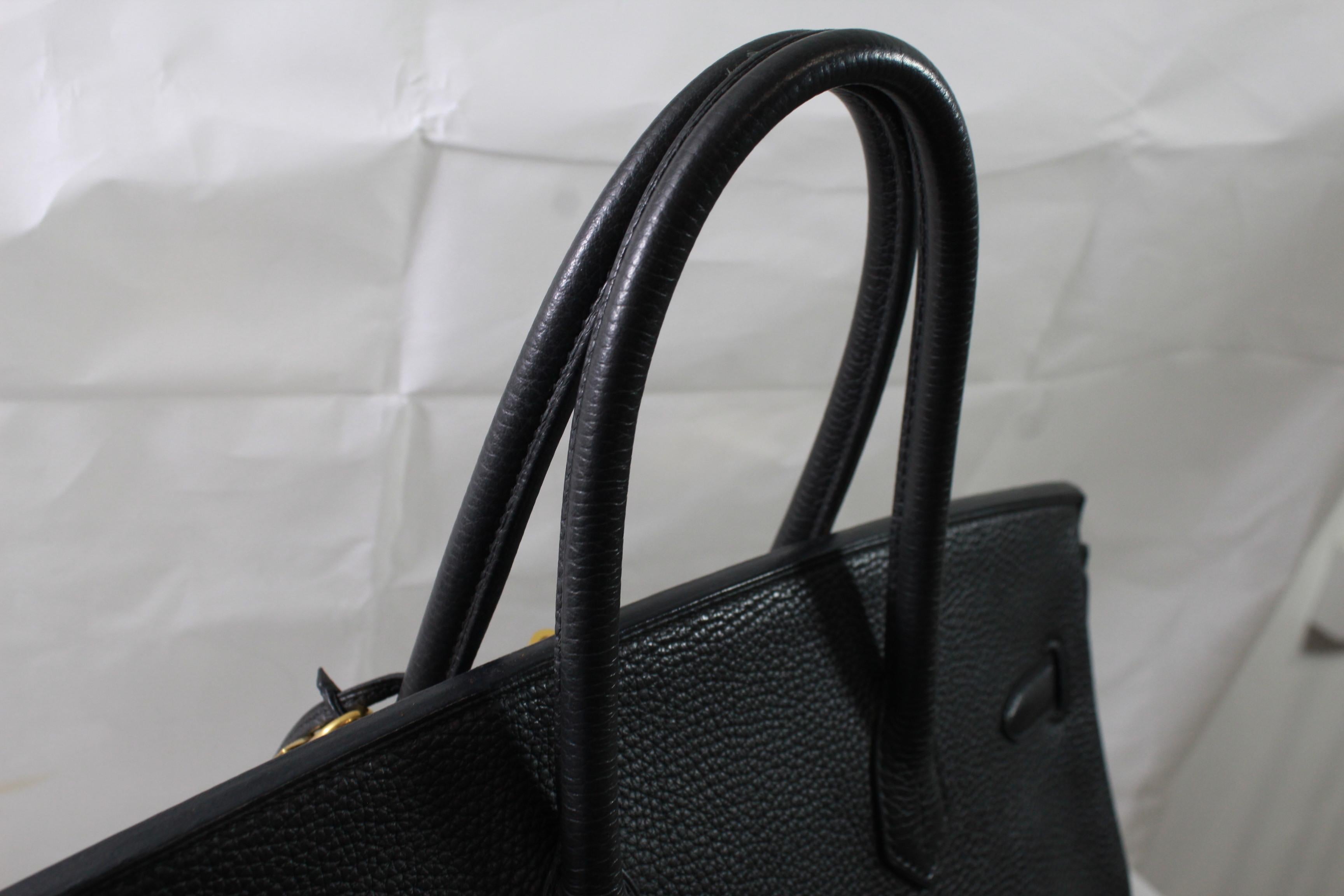 Birkin Hermes 35 in Black / Grey Graphite Leather and Golden Hardware 4
