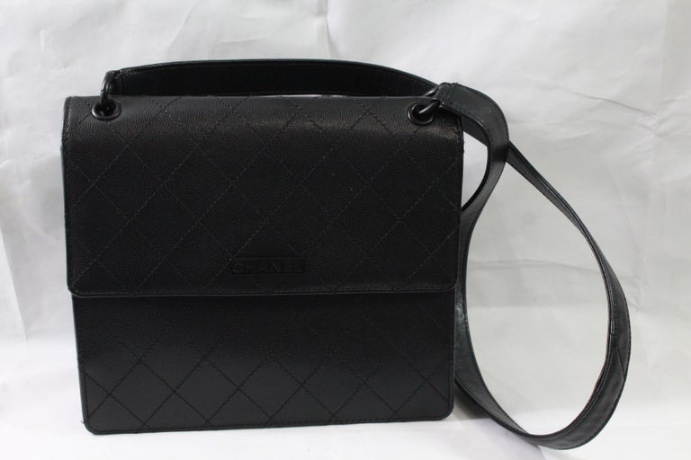 Rare Chanel Collectible All Black bag in black lambskin leather and black hardware. 
Really good condition for a vintage bag, just some light signs of uses in the leather. 
Corners and hardware in excelllent condition. 
With card, dust bag and