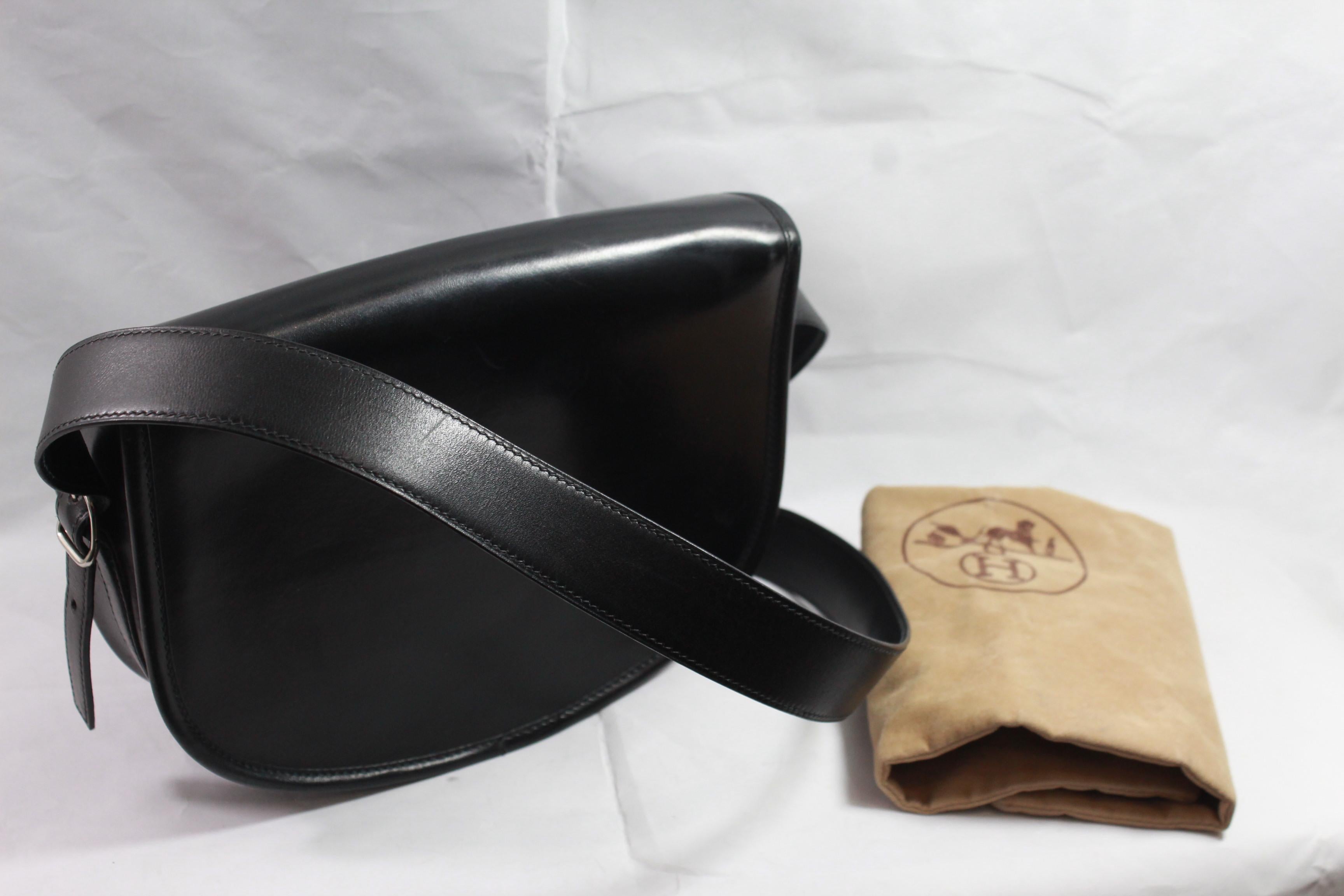 Women's or Men's 2003 Hermes Black Box Leather  Brown Balle de Golf Crossbody Bag