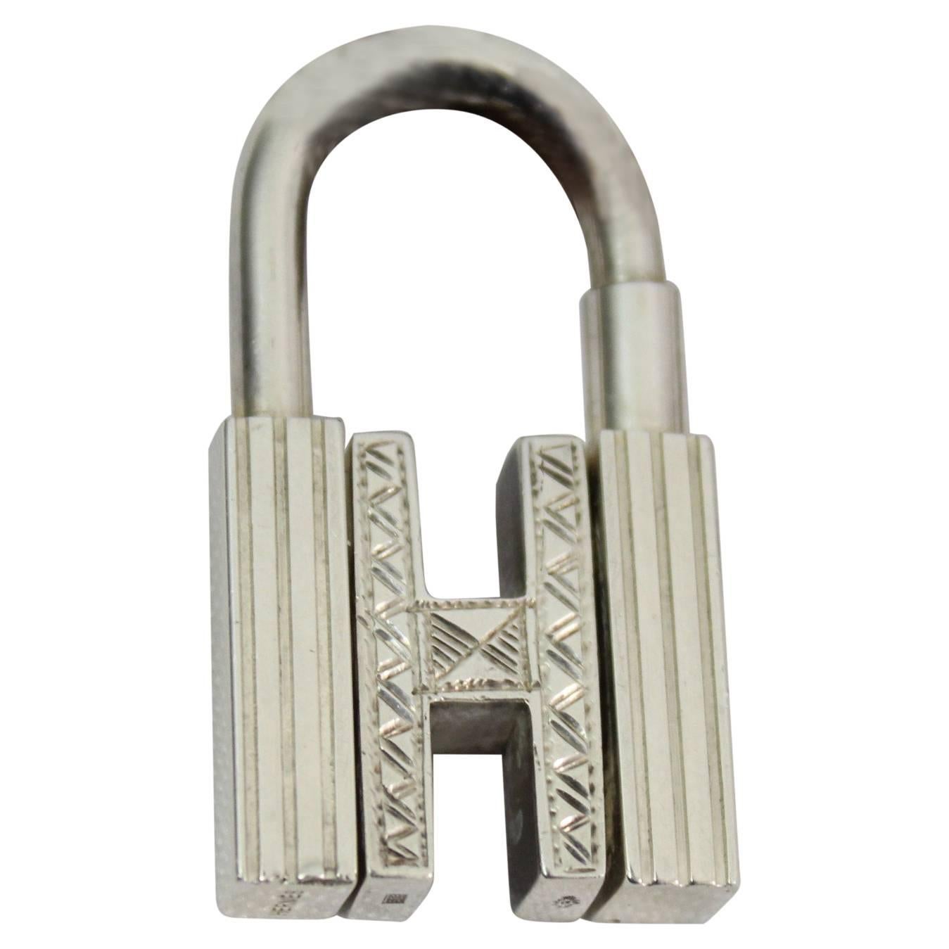 Hermes Touareg Sterling Silver Necklace or  Kelly / Birkin Bag Charm Lock For Sale