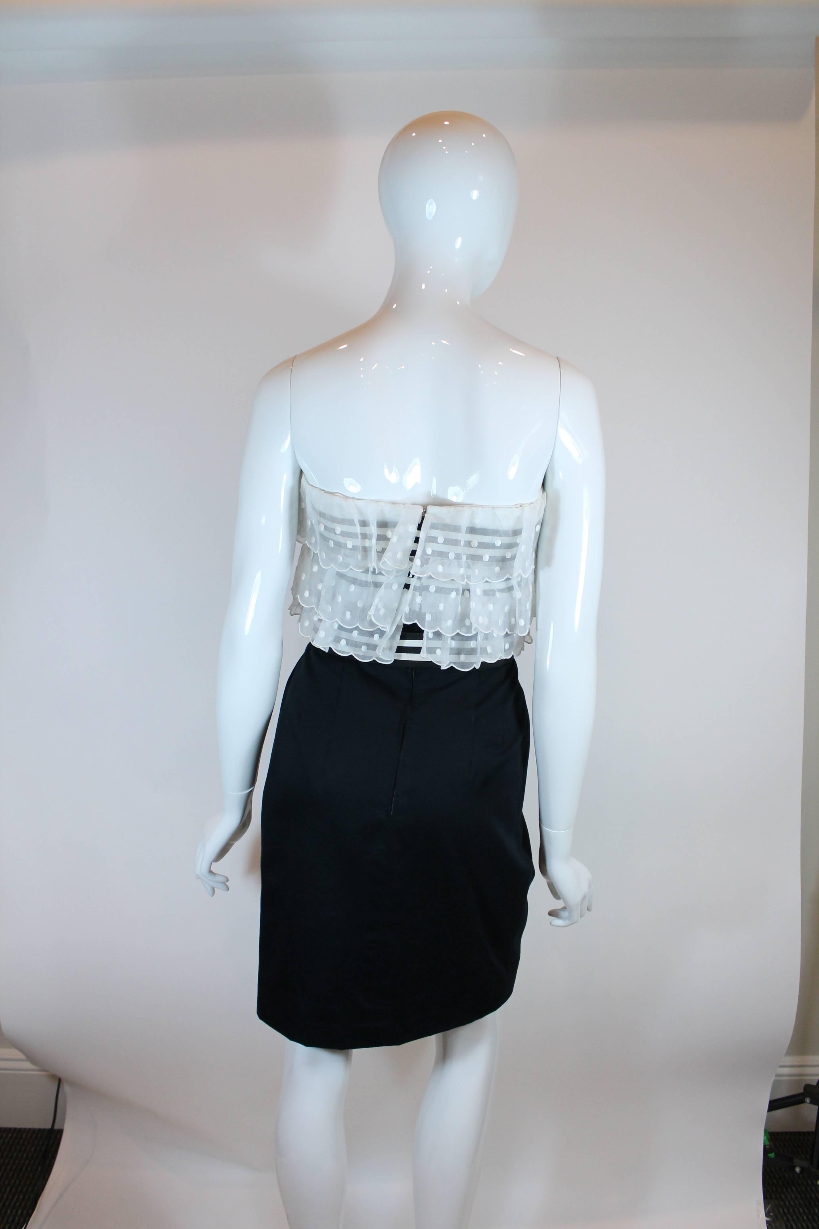Black Chanel 1980's Navy Dress White Tiered Top For Sale