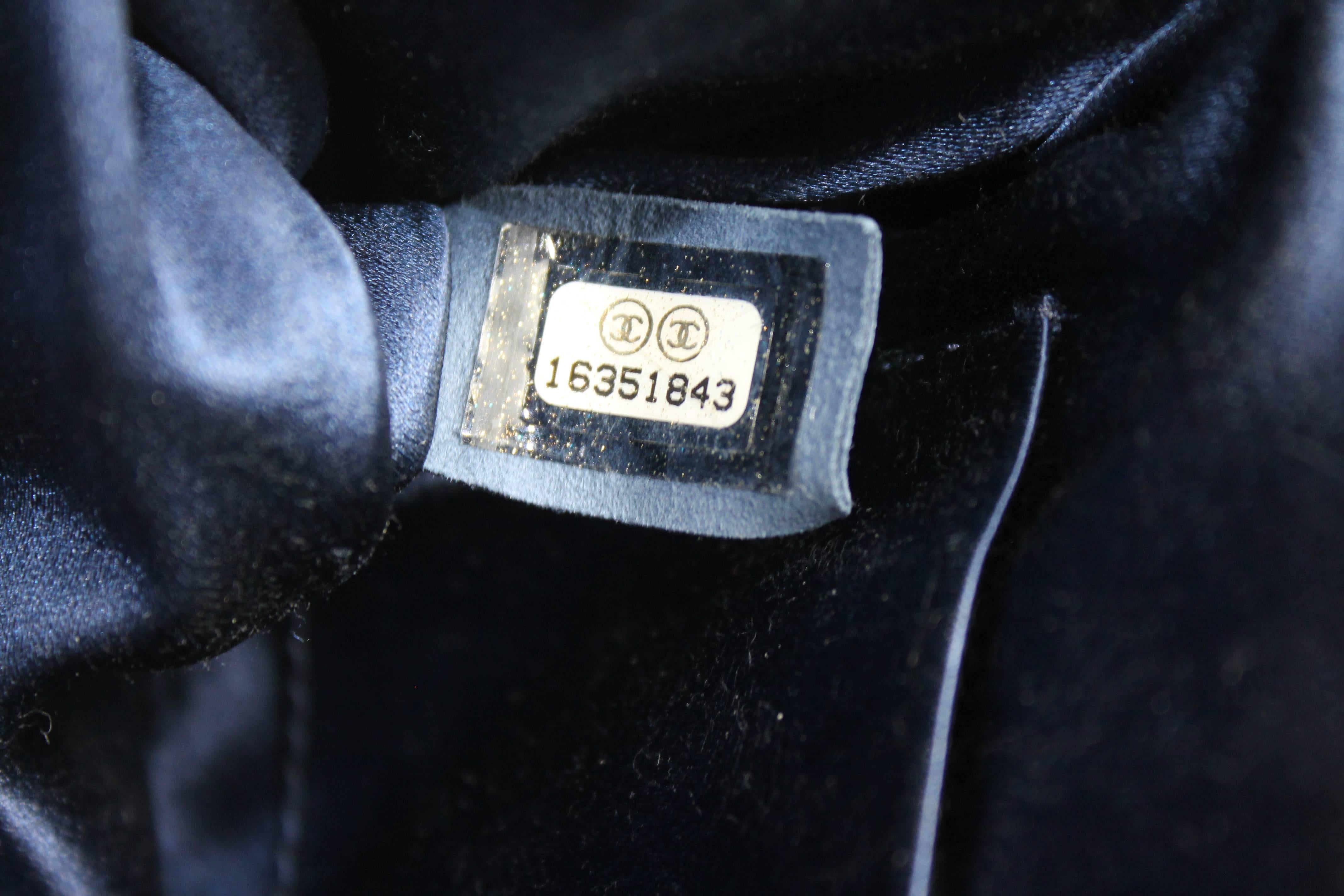 Women's Chanel 2012 A Navy Blue Satin Clutch Bag