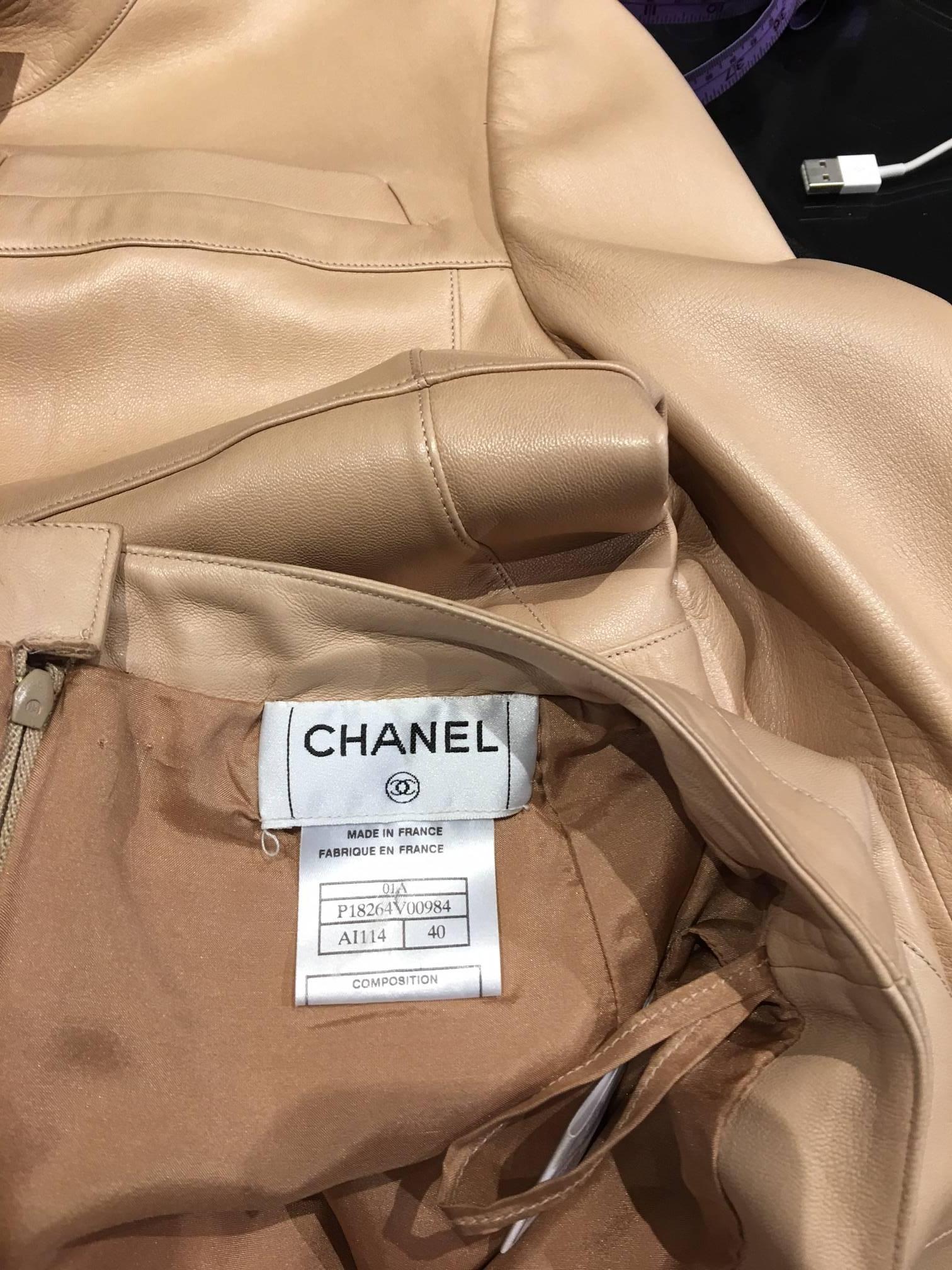 Chanel 2001A Camel Leather Skirt Suit  4