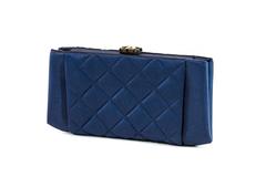 Chanel 2012 A Navy Blue Satin Clutch Bag