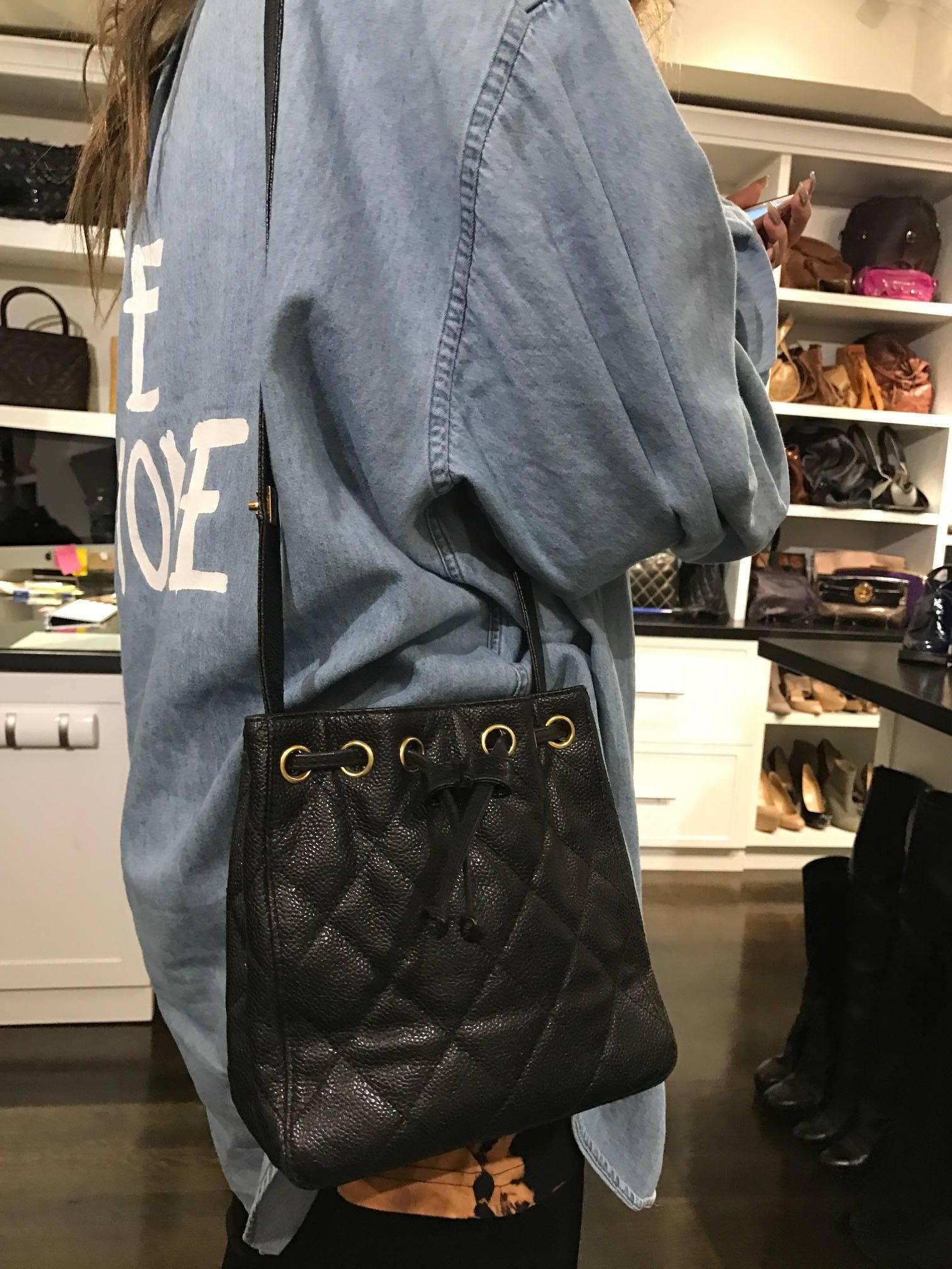 Chanel Caviar Quilted Drawstring Bag  2