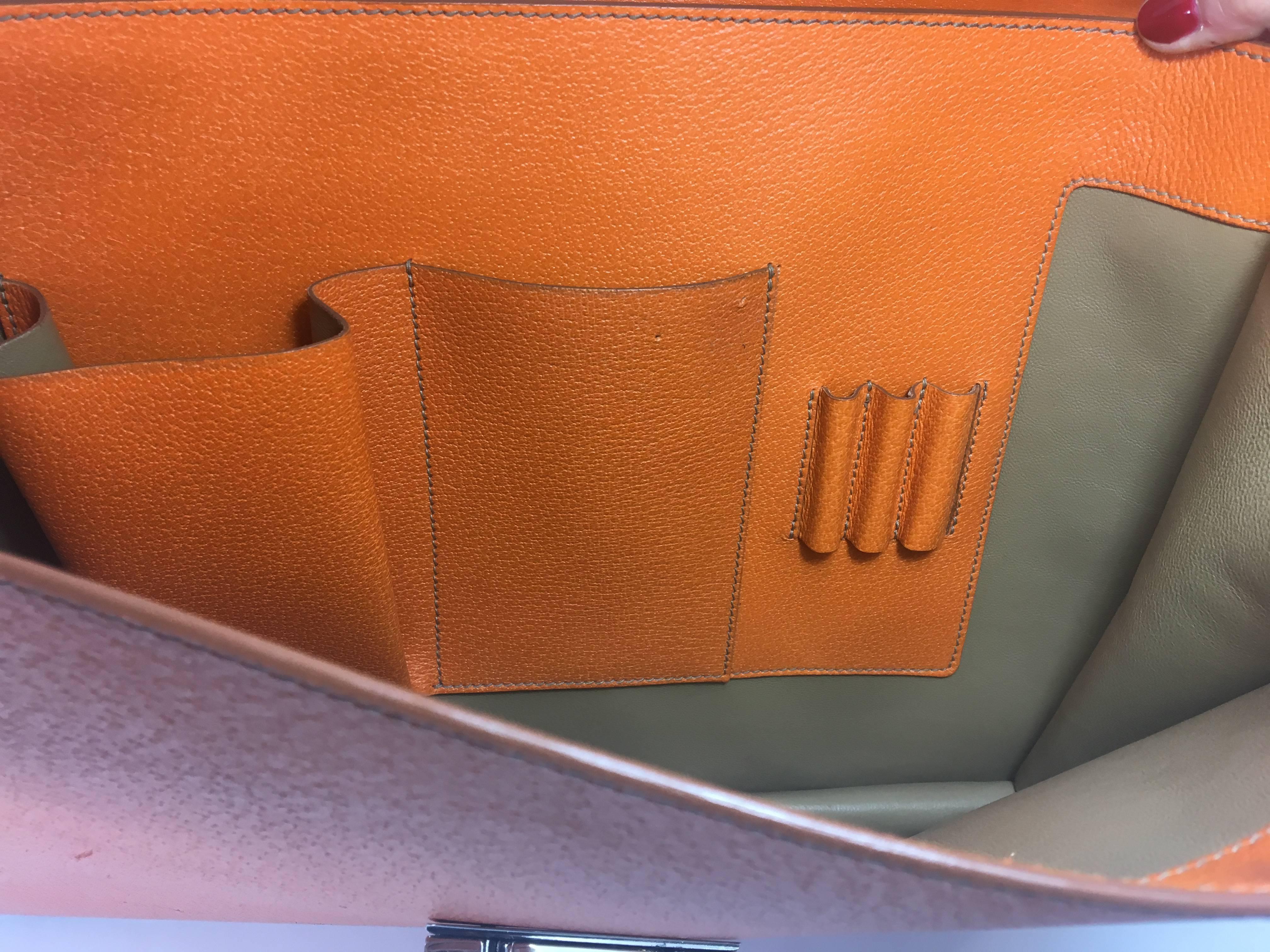 Prada Orange Cinghiale Leather Briefcase 1