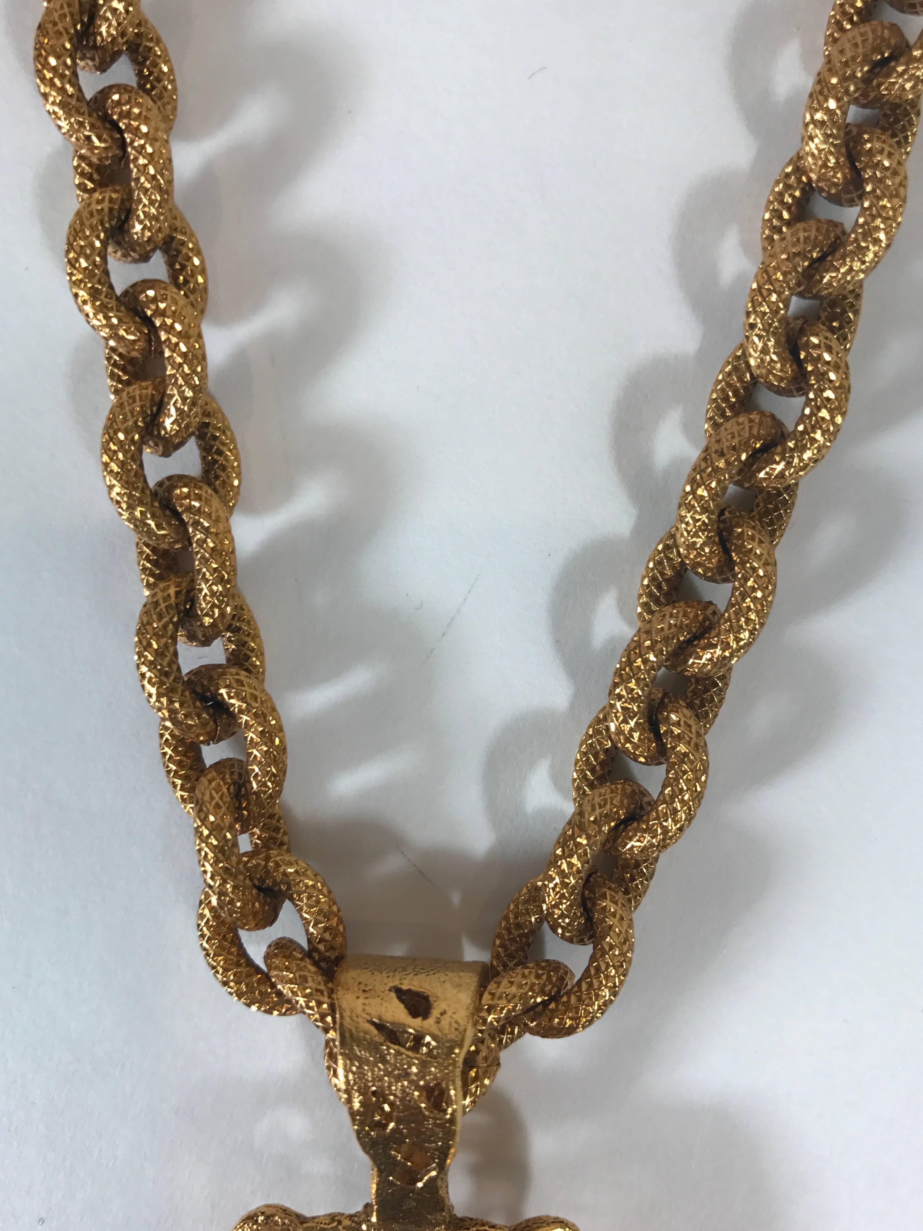 Chanel Vintage Red Gripoix Cross Pendant Necklace 1