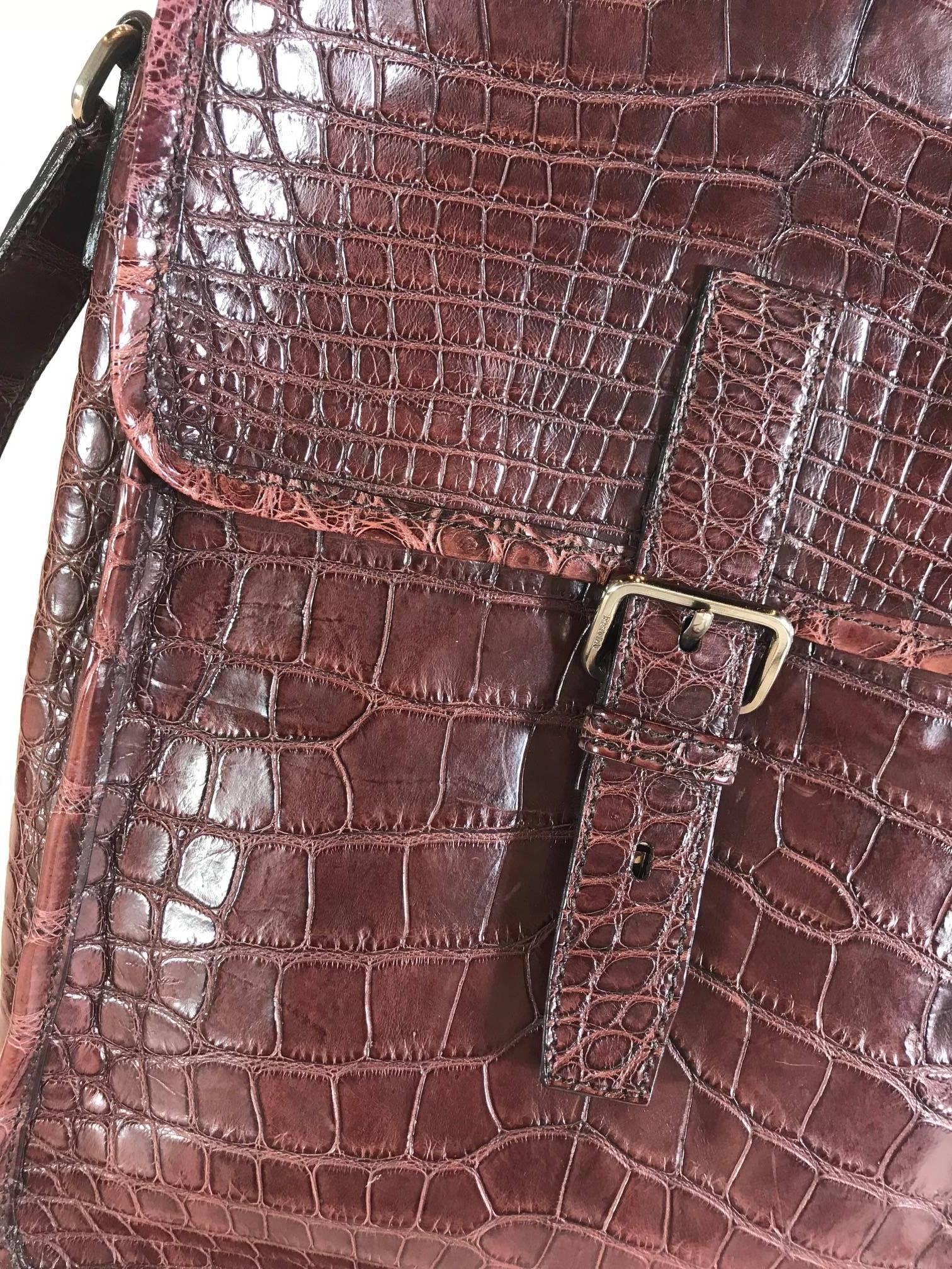 Women's or Men's Prada Maroon Crocodile CrossBody Bag For Sale