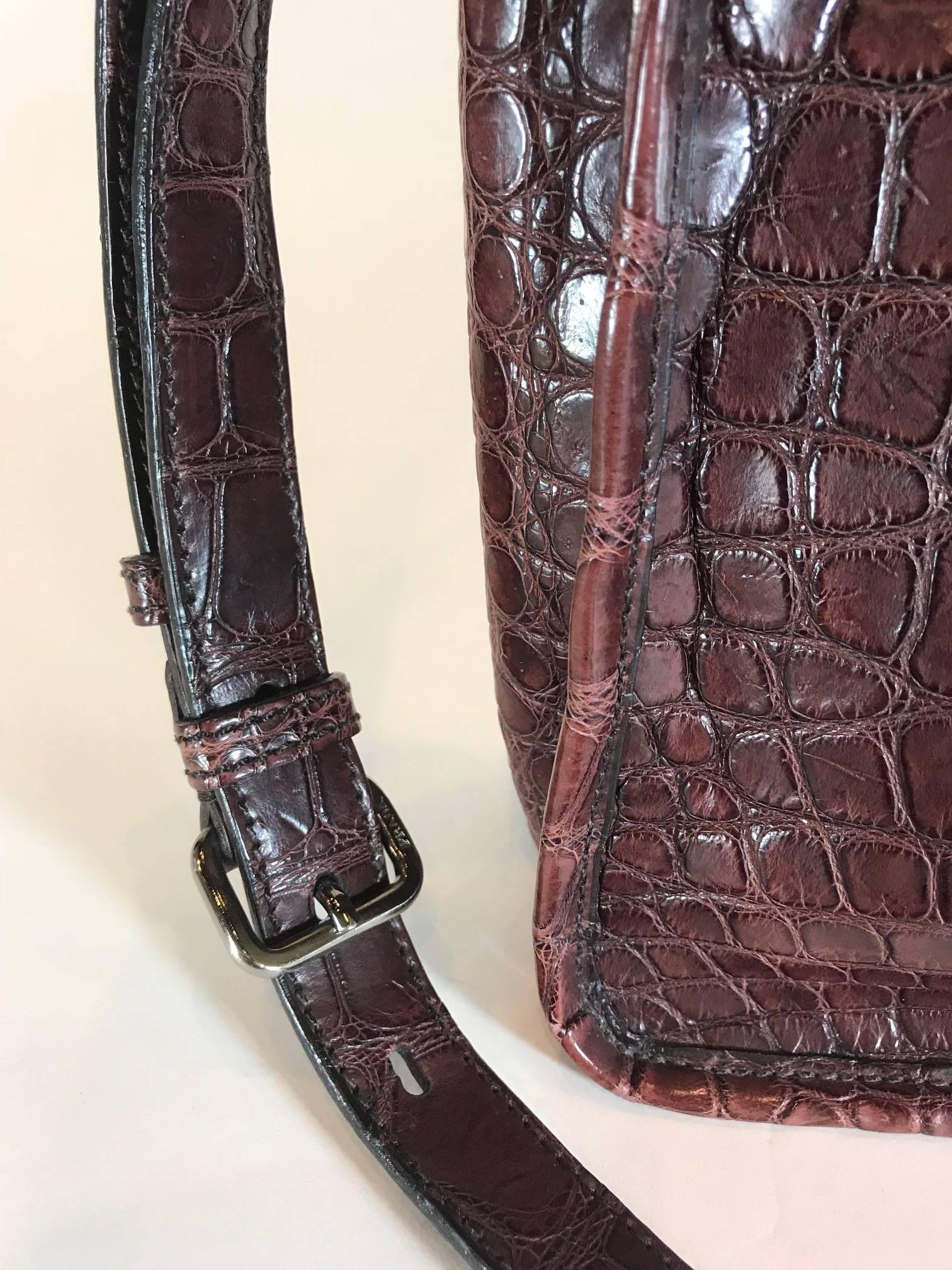 Prada Maroon Crocodile CrossBody Bag For Sale 2