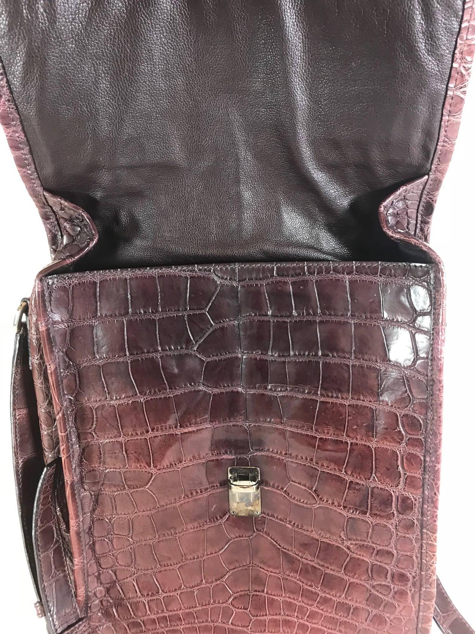 Prada Maroon Crocodile CrossBody Bag For Sale 4