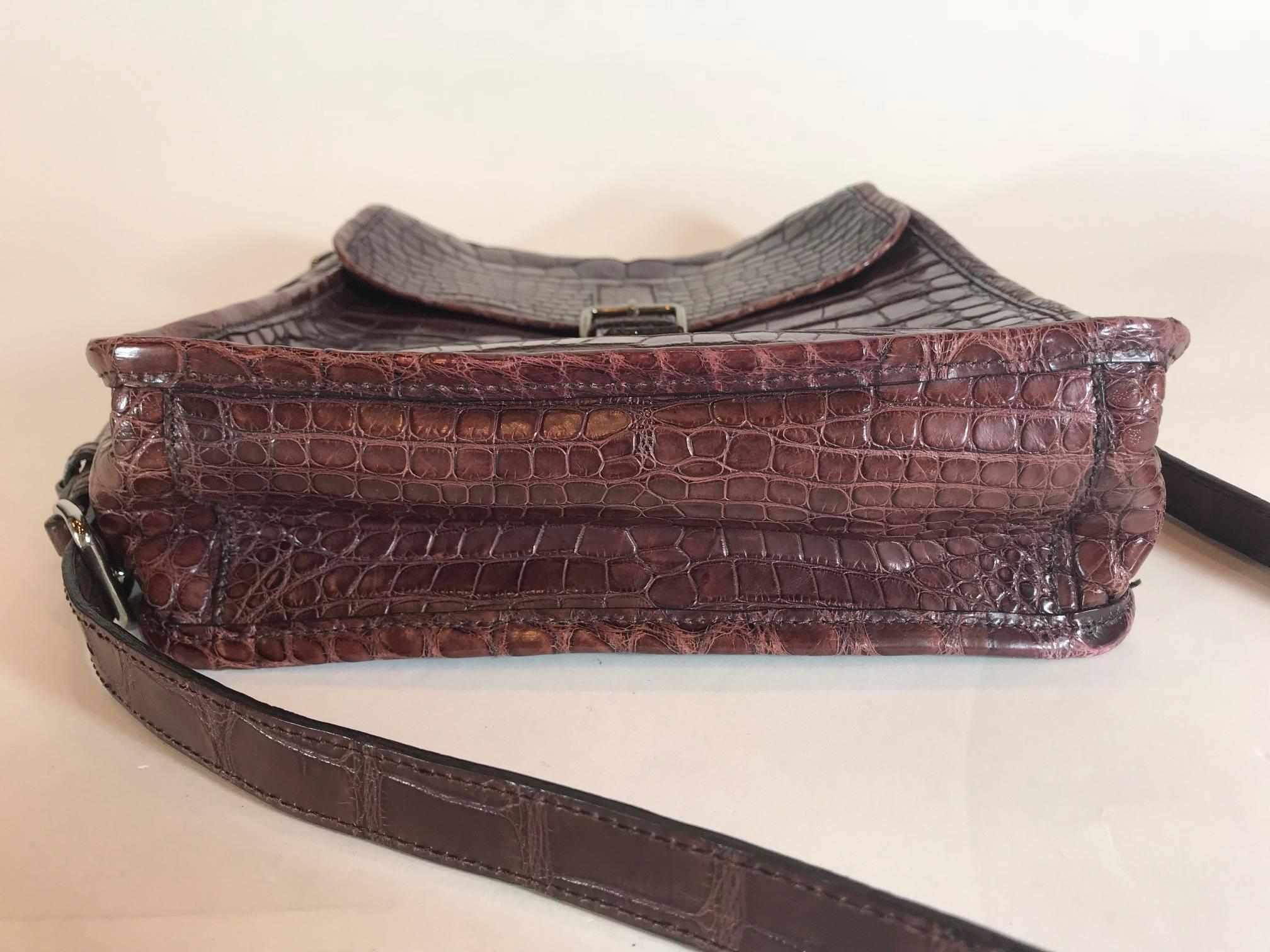 Prada Maroon Crocodile CrossBody Bag For Sale 3