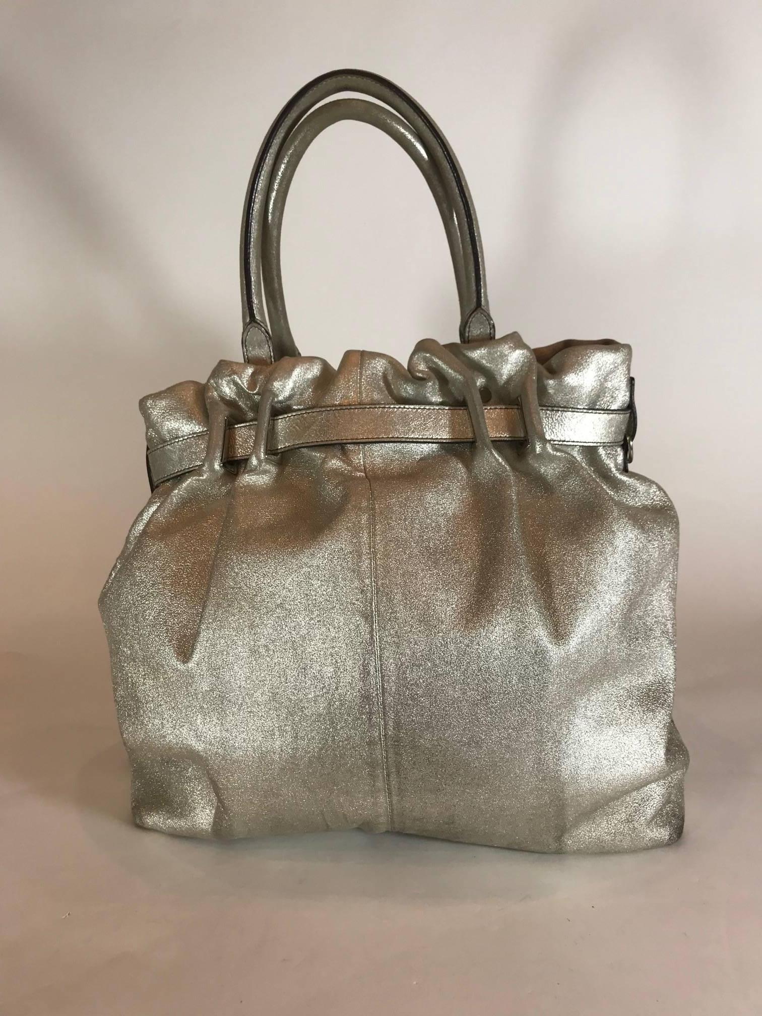 Gray Lanvin Metallic Kentucky Tote For Sale