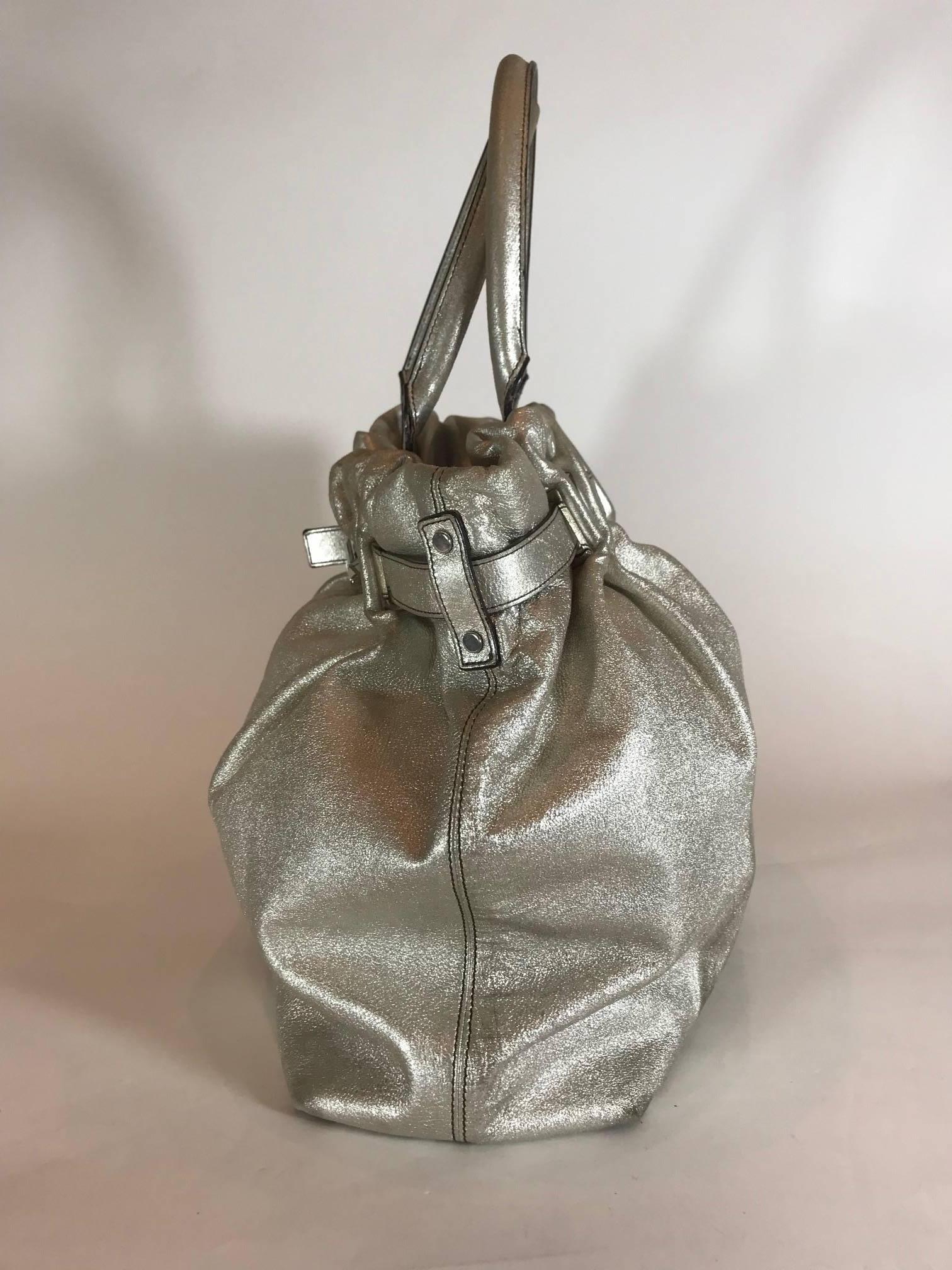 Lanvin Metallic Kentucky Tote In Excellent Condition For Sale In Roslyn, NY