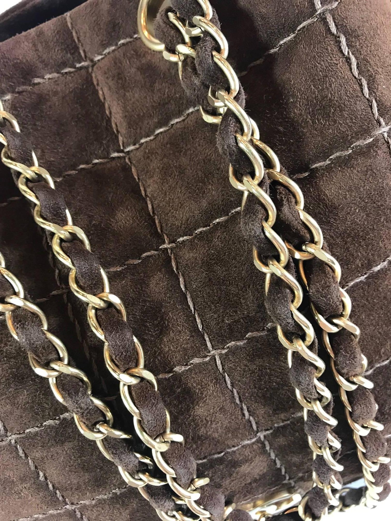 Chanel Suede Quilted Tote For Sale 1