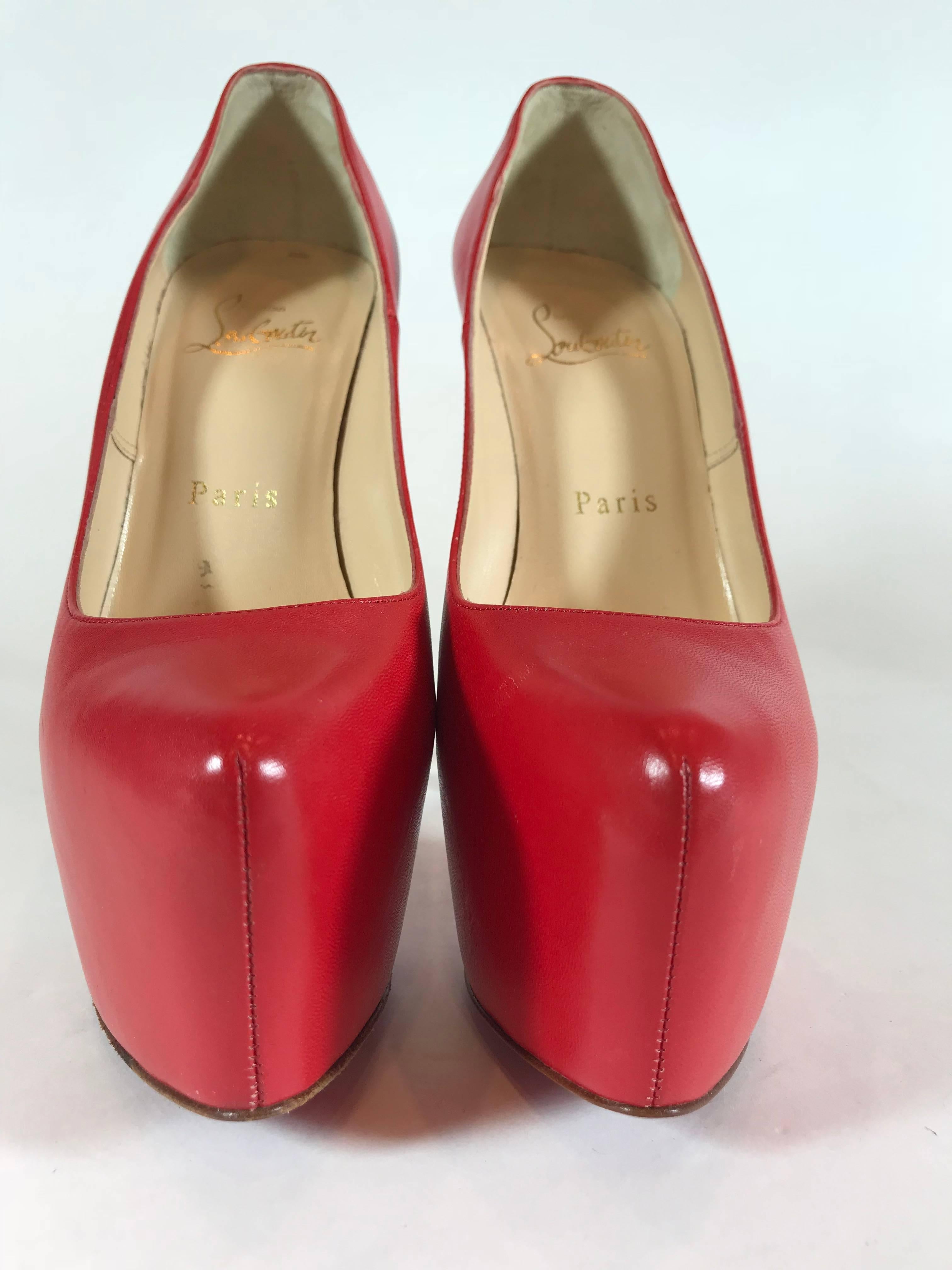 Christian Louboutin Daffodil Red Leather Pump For Sale 1