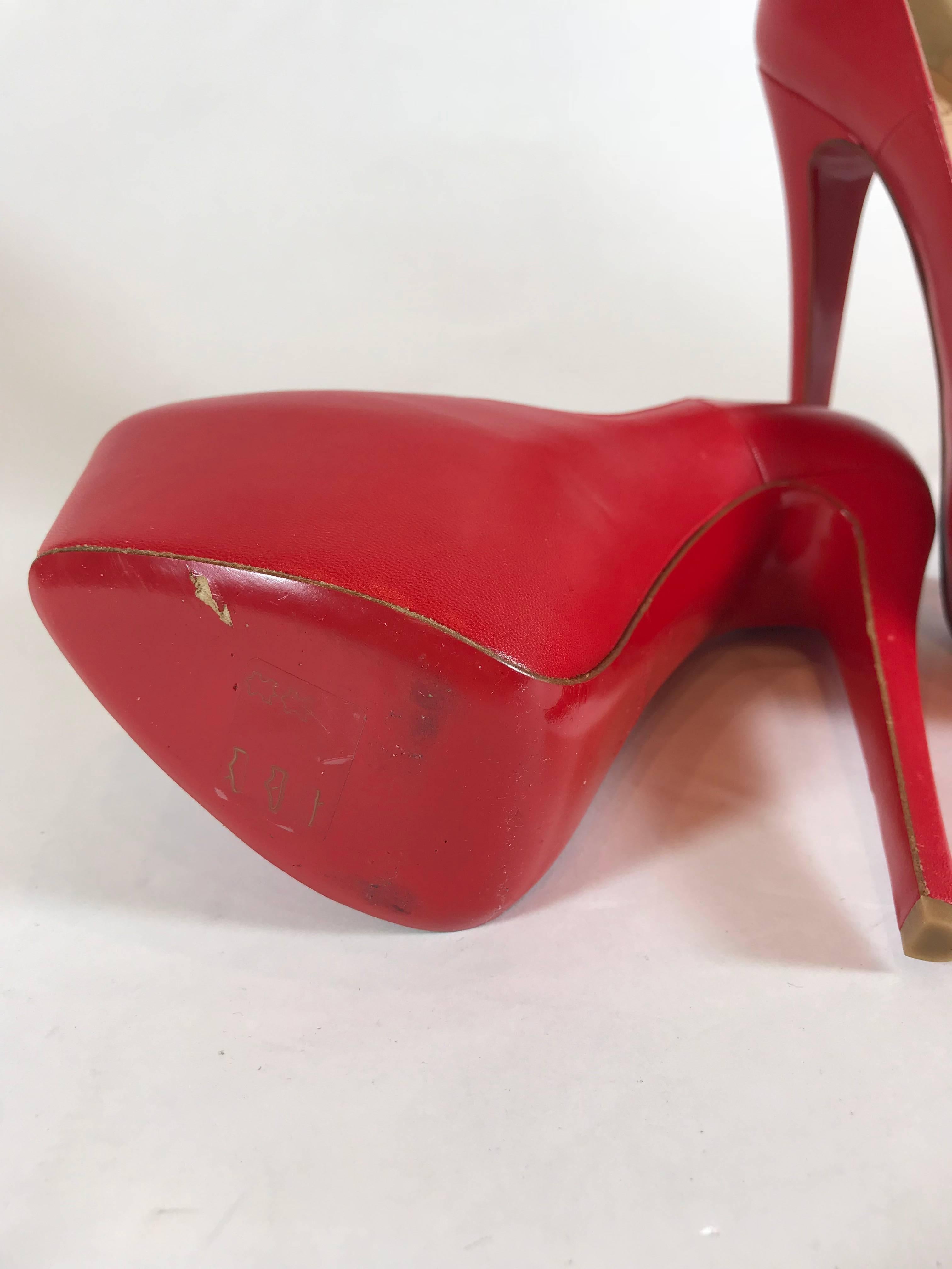 Christian Louboutin Daffodil Red Leather Pump For Sale 2