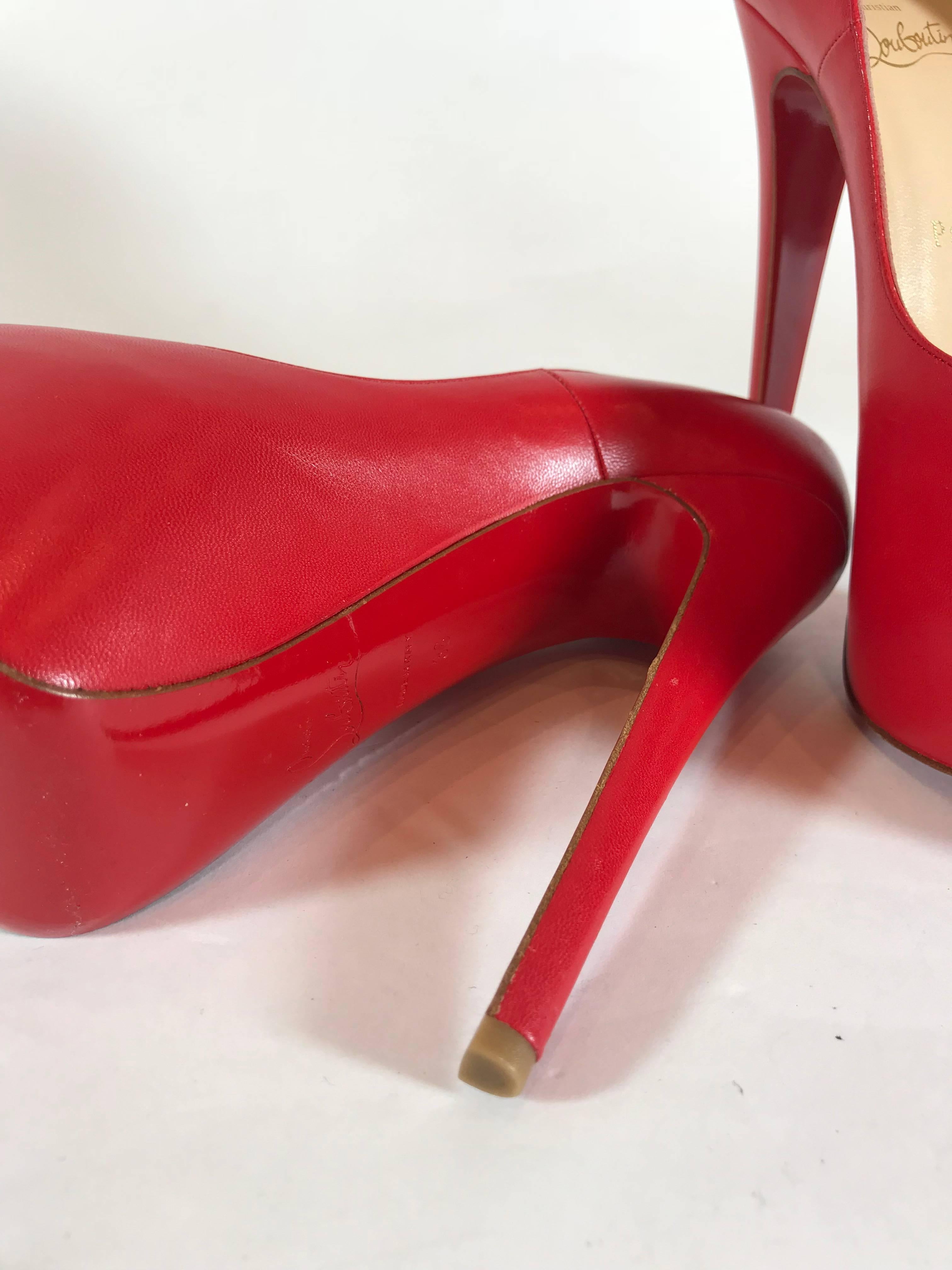 Christian Louboutin Daffodil Red Leather Pump For Sale 4