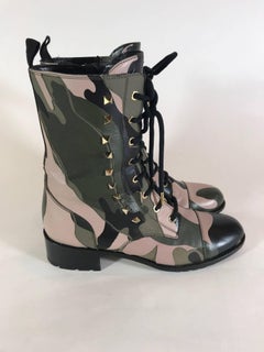 Valentino Rockstud Army Camo Leather Canvas Combat
