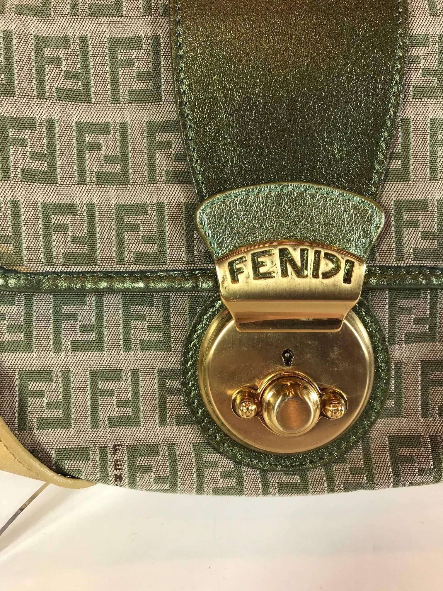 metallic green handbag