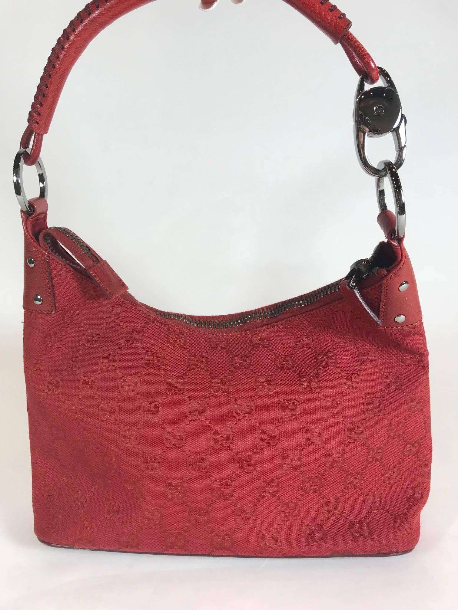 Brown Gucci Small Red Canvas GG Hobo