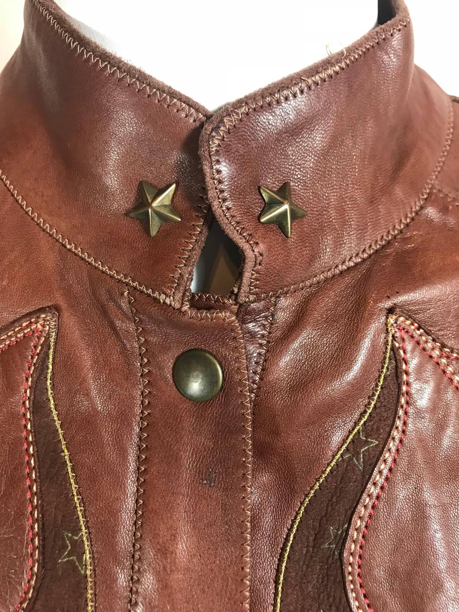 Roberto Cavalli Brown Leather Jacket 1