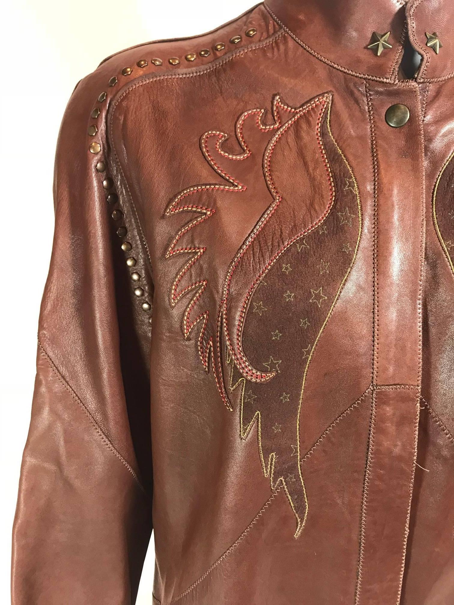 Roberto Cavalli Brown Leather Jacket 2