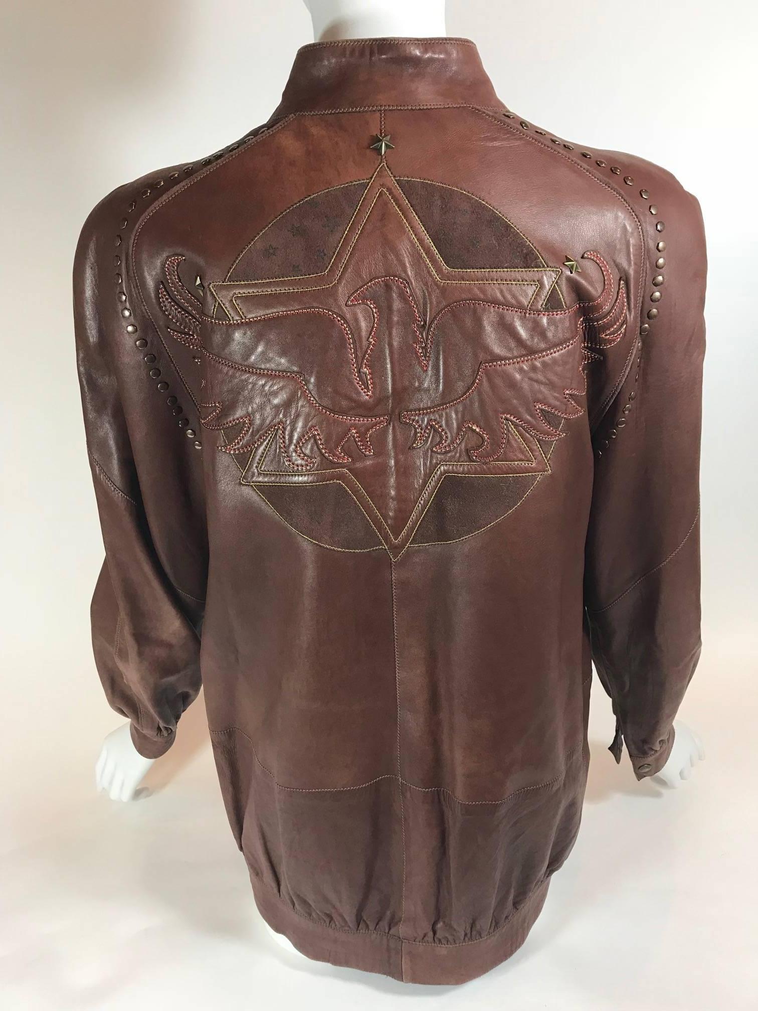 Roberto Cavalli Brown Leather Jacket 4