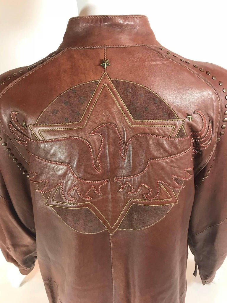 Roberto Cavalli Brown Leather Jacket at 1stDibs