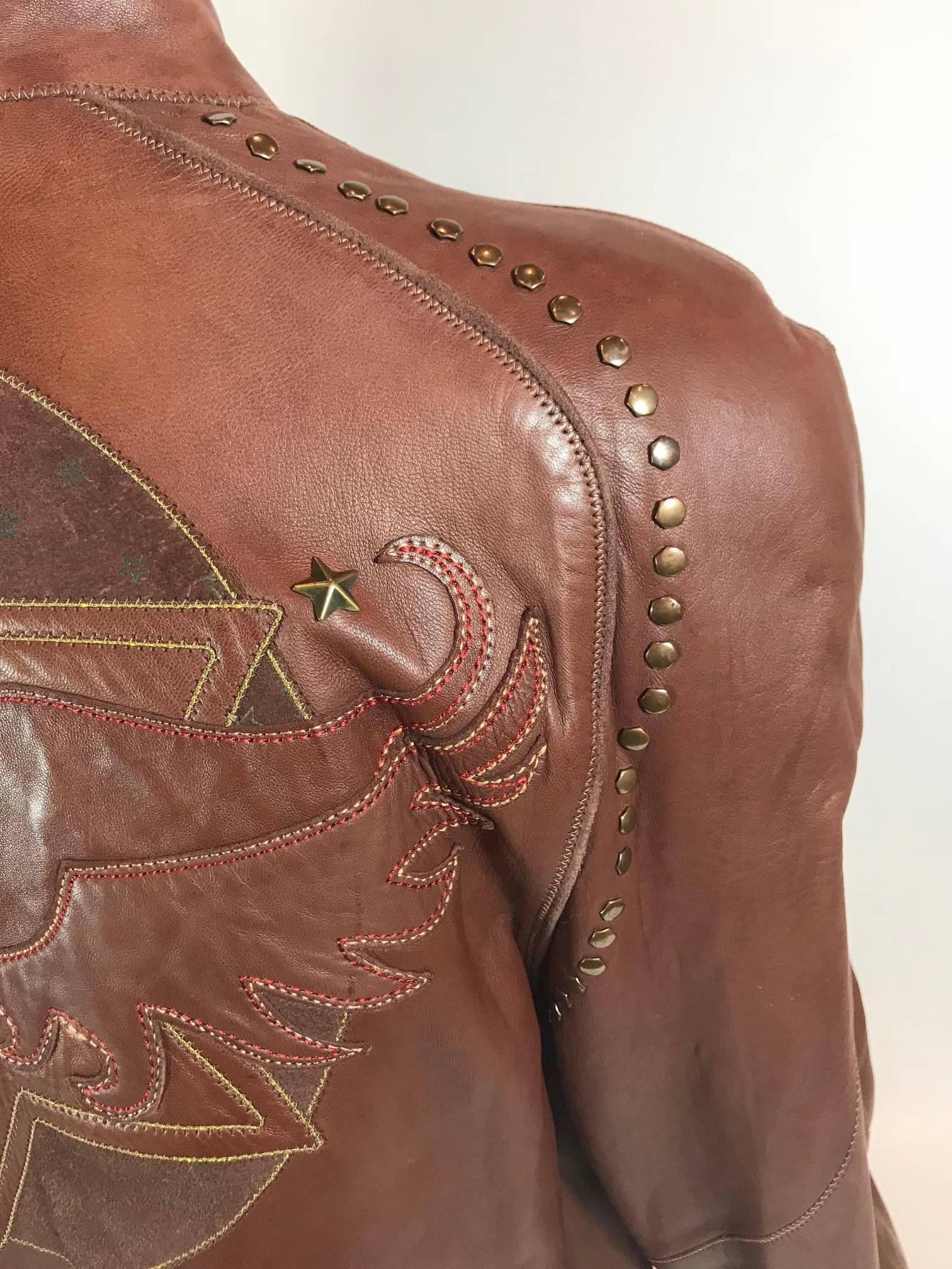 Roberto Cavalli Brown Leather Jacket 8