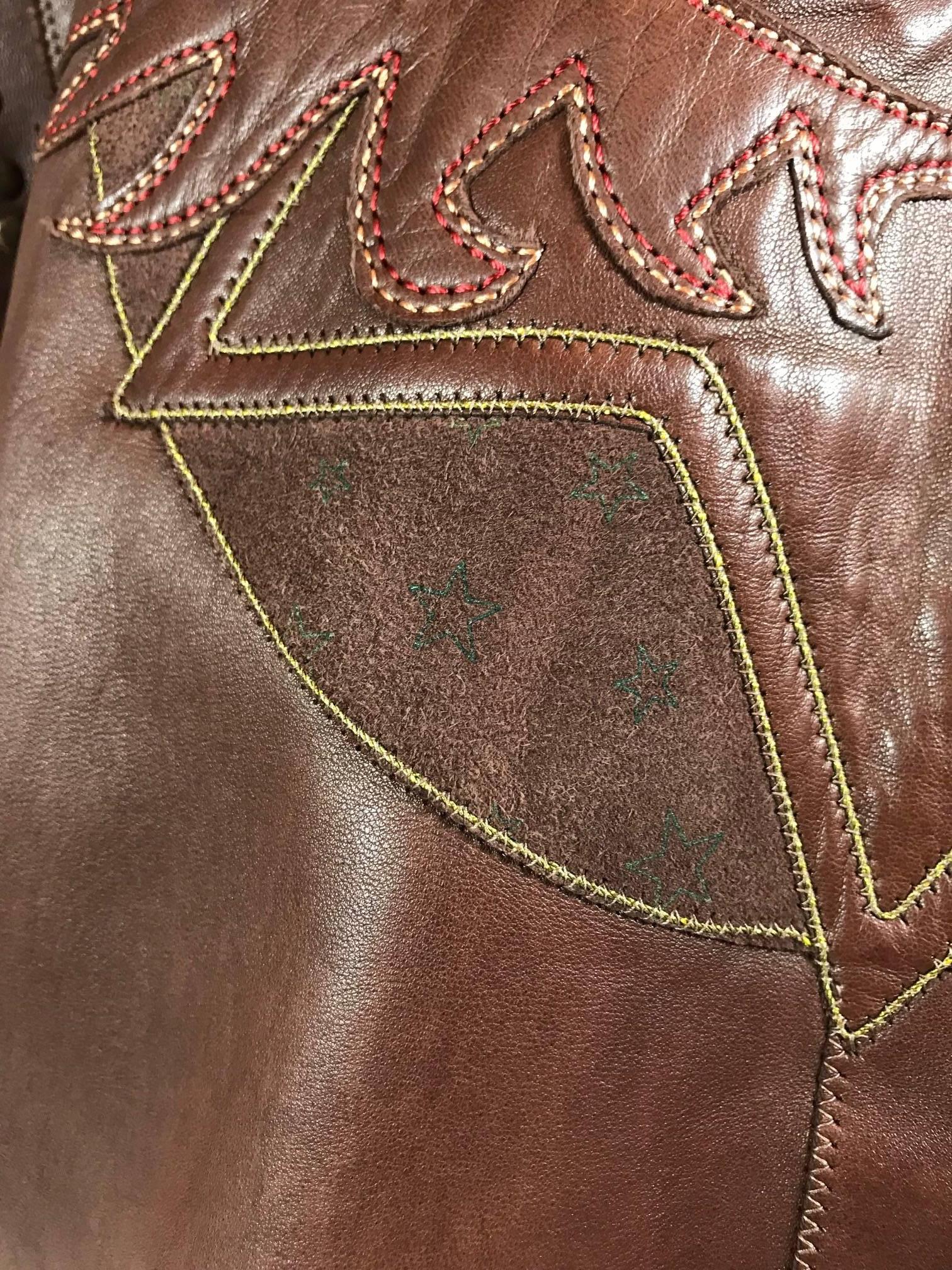 Roberto Cavalli Brown Leather Jacket 9