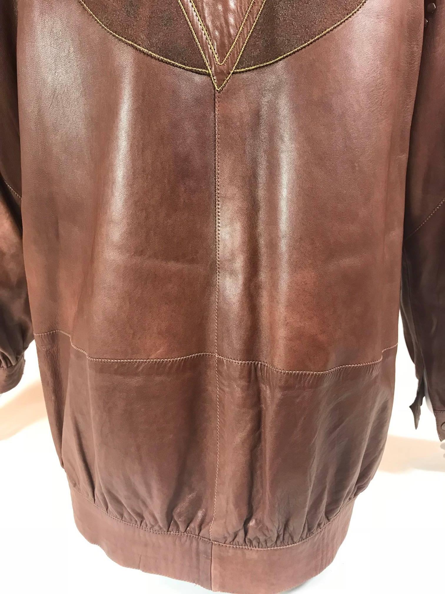 Roberto Cavalli Brown Leather Jacket 10