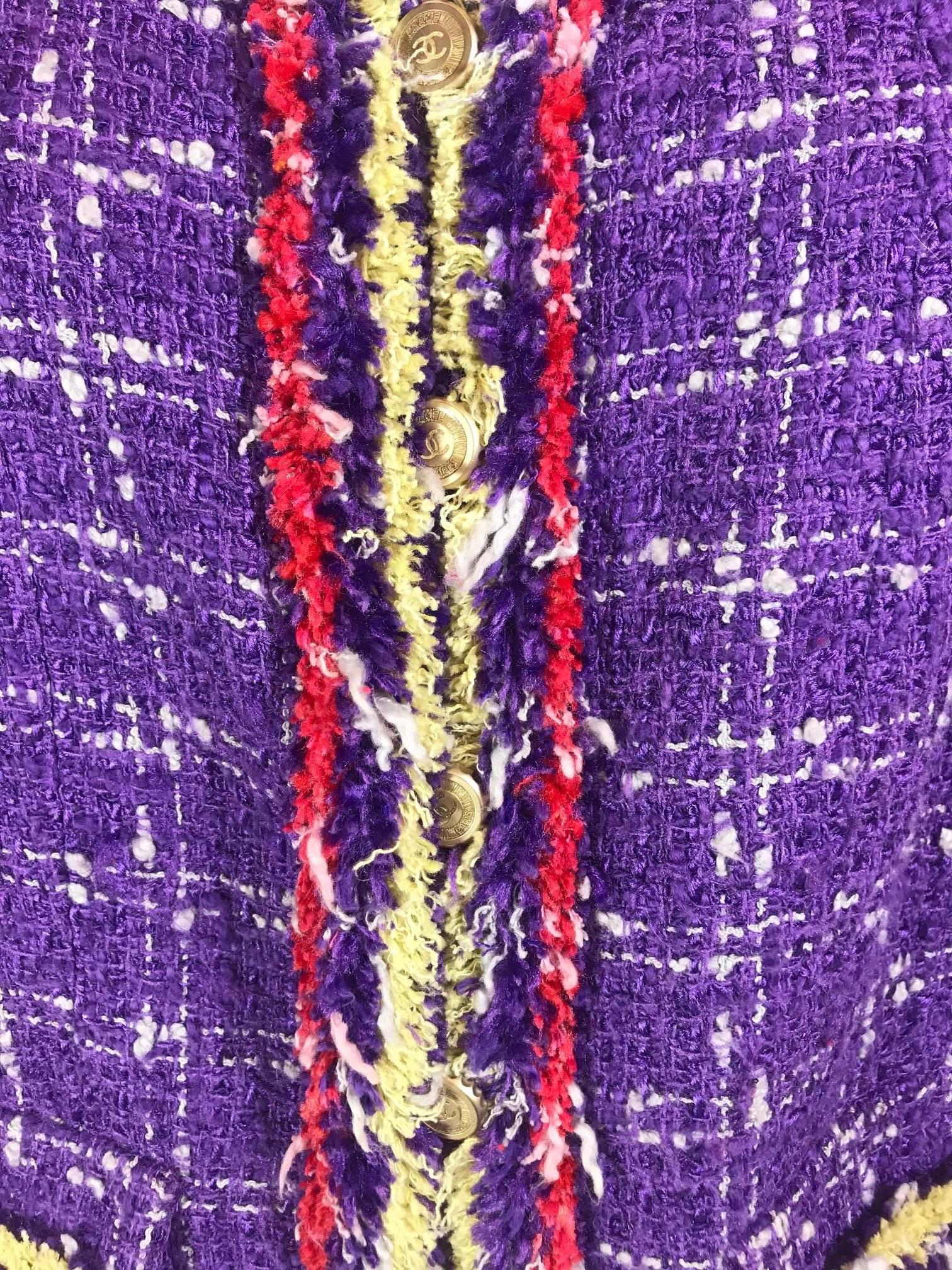 Purple Chanel Fringe Tweed Jacket