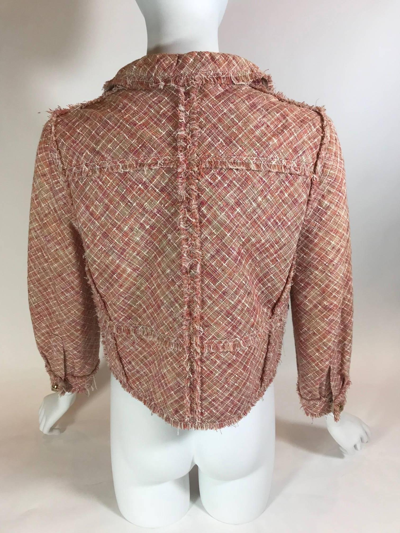 Louis Vuitton Red Tweed Linen Jacket For Sale 3