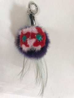 Fendi 2017 Fur Flowery Mini Bag Bug Key Chain