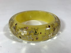Louis Vuitton Yellow Gold Clear Resin Wide Inclusion Bangle Bracelet