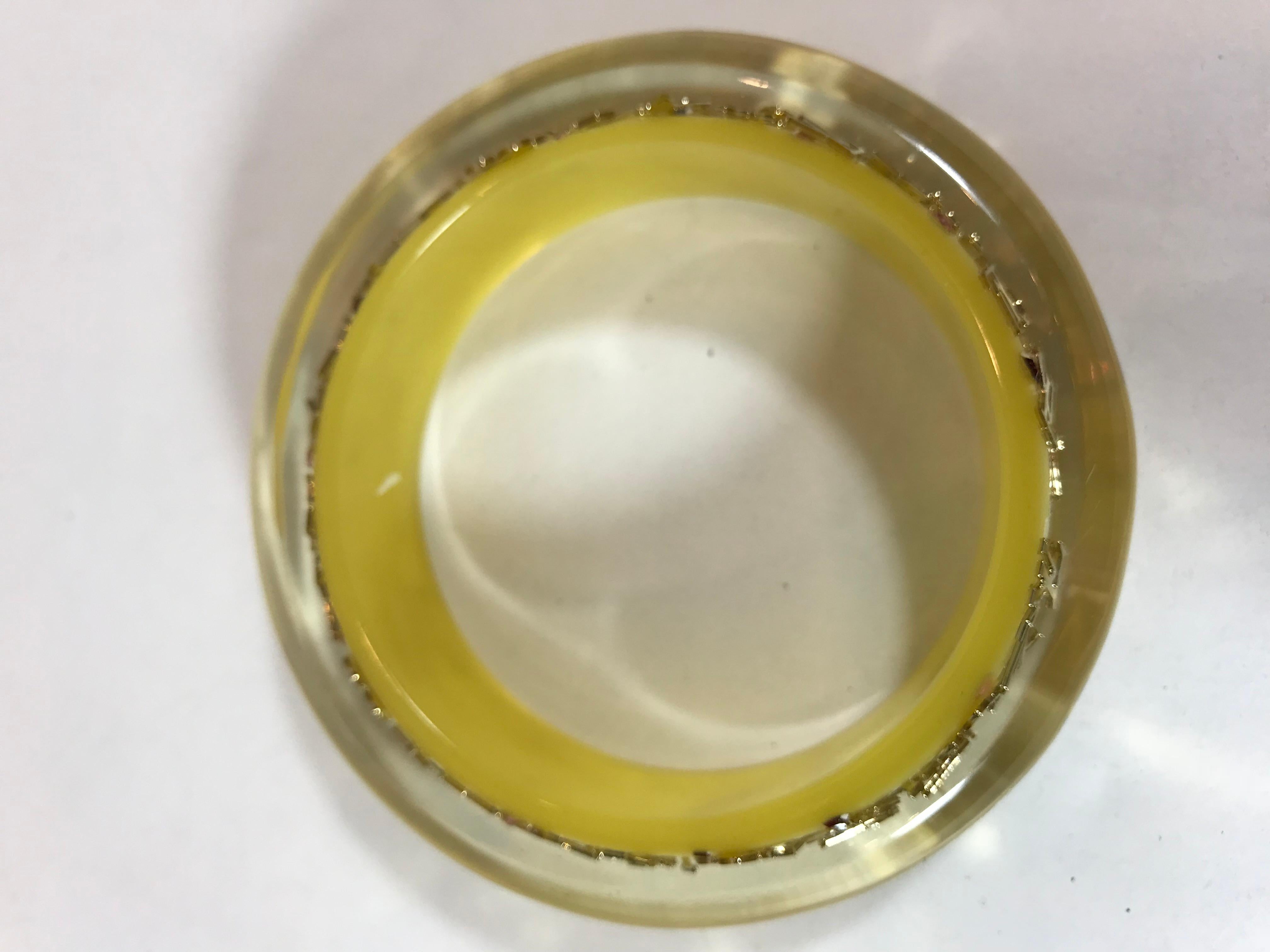 Louis Vuitton Yellow Gold Clear Resin Wide Inclusion Bangle Bracelet In Excellent Condition For Sale In Roslyn, NY