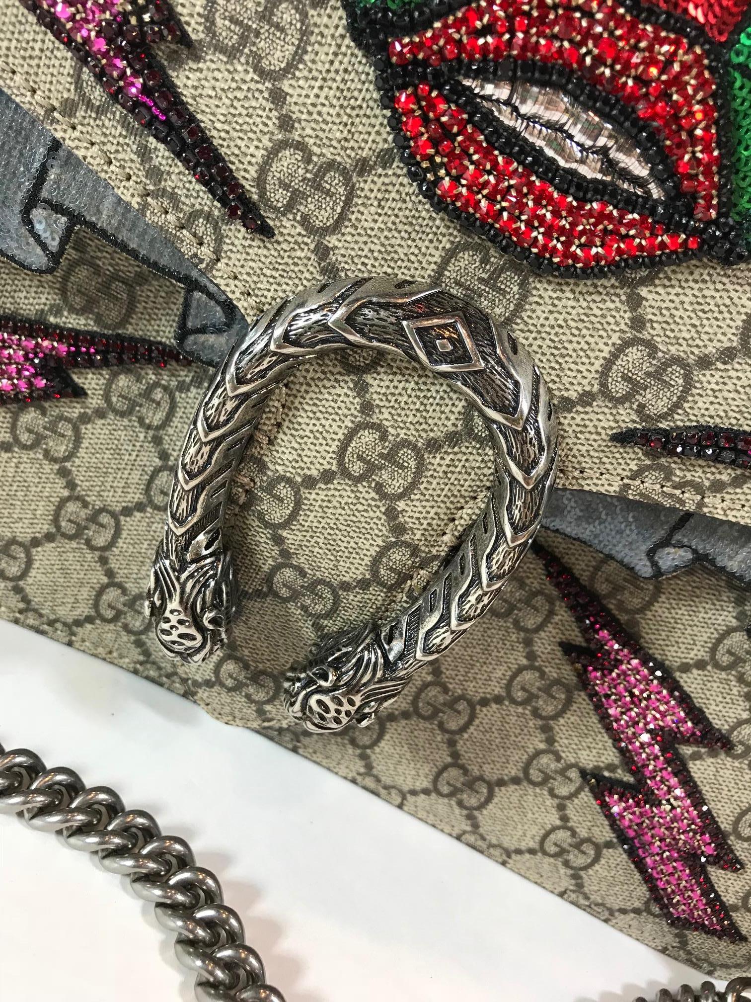 Women's or Men's Gucci Embroidered GG Supreme Dionysus Bag For Sale