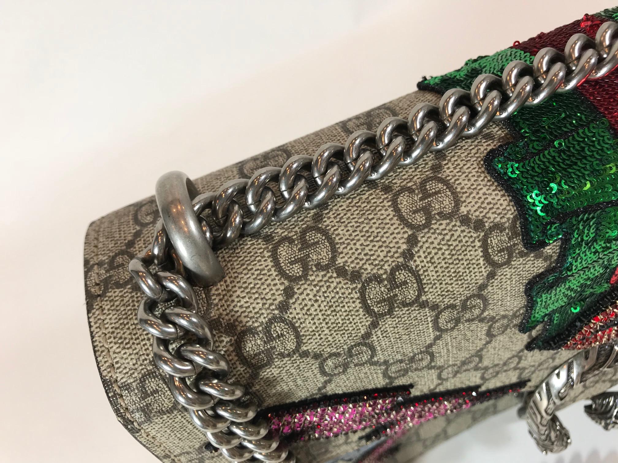 Gucci Embroidered GG Supreme Dionysus Bag For Sale 1