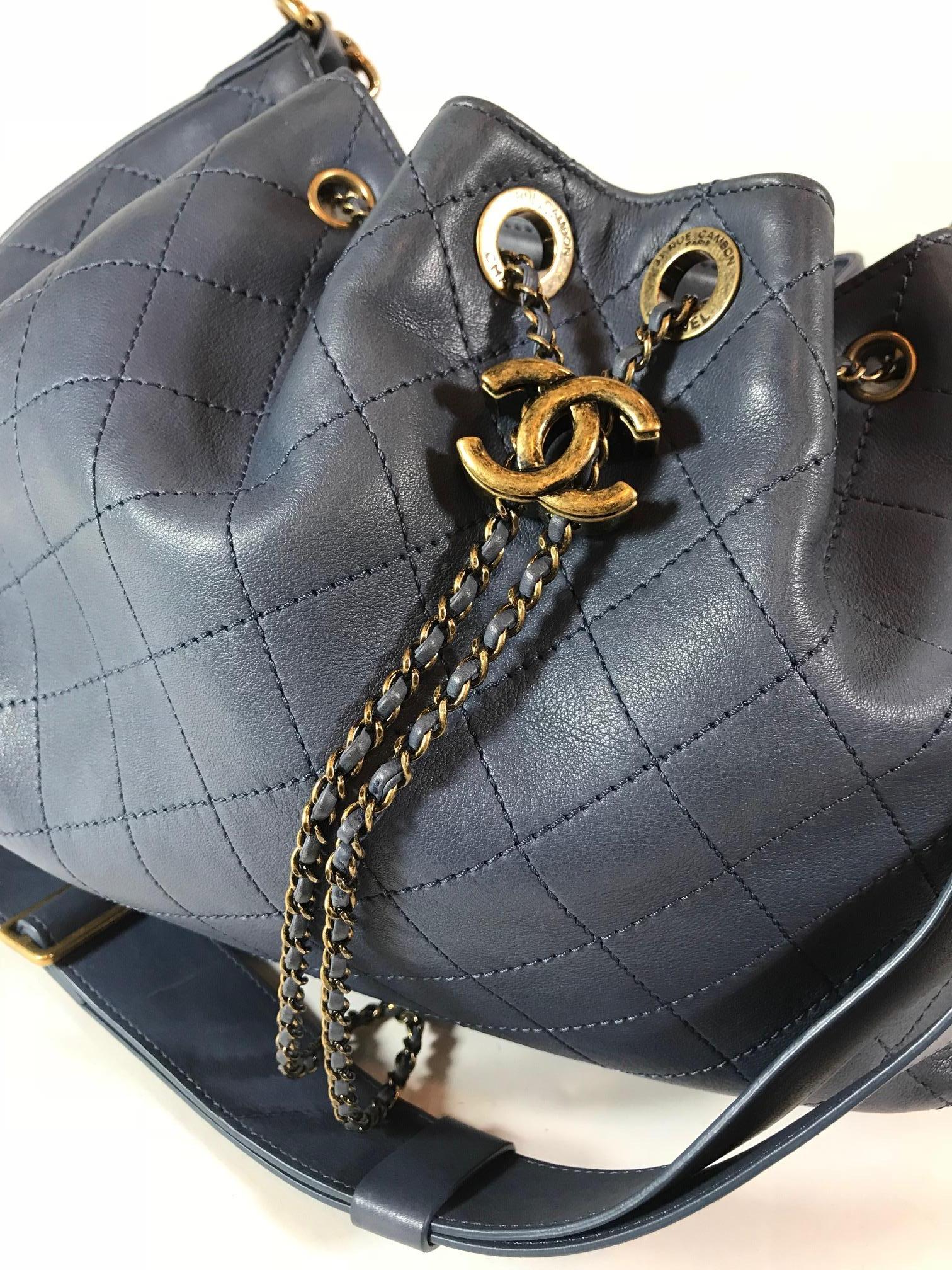 Black Chanel Paris-Rome Drawstring CC Bag, 2016  For Sale