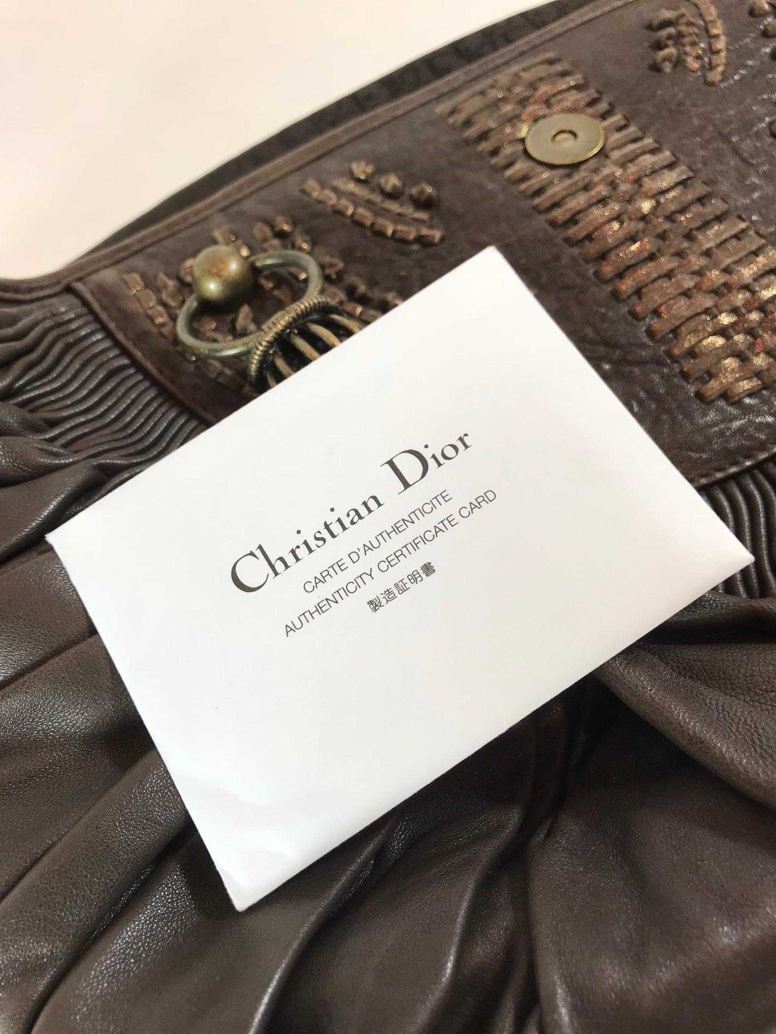 Christian Dior Pleated Leather Shoulder Bag For Sale 8