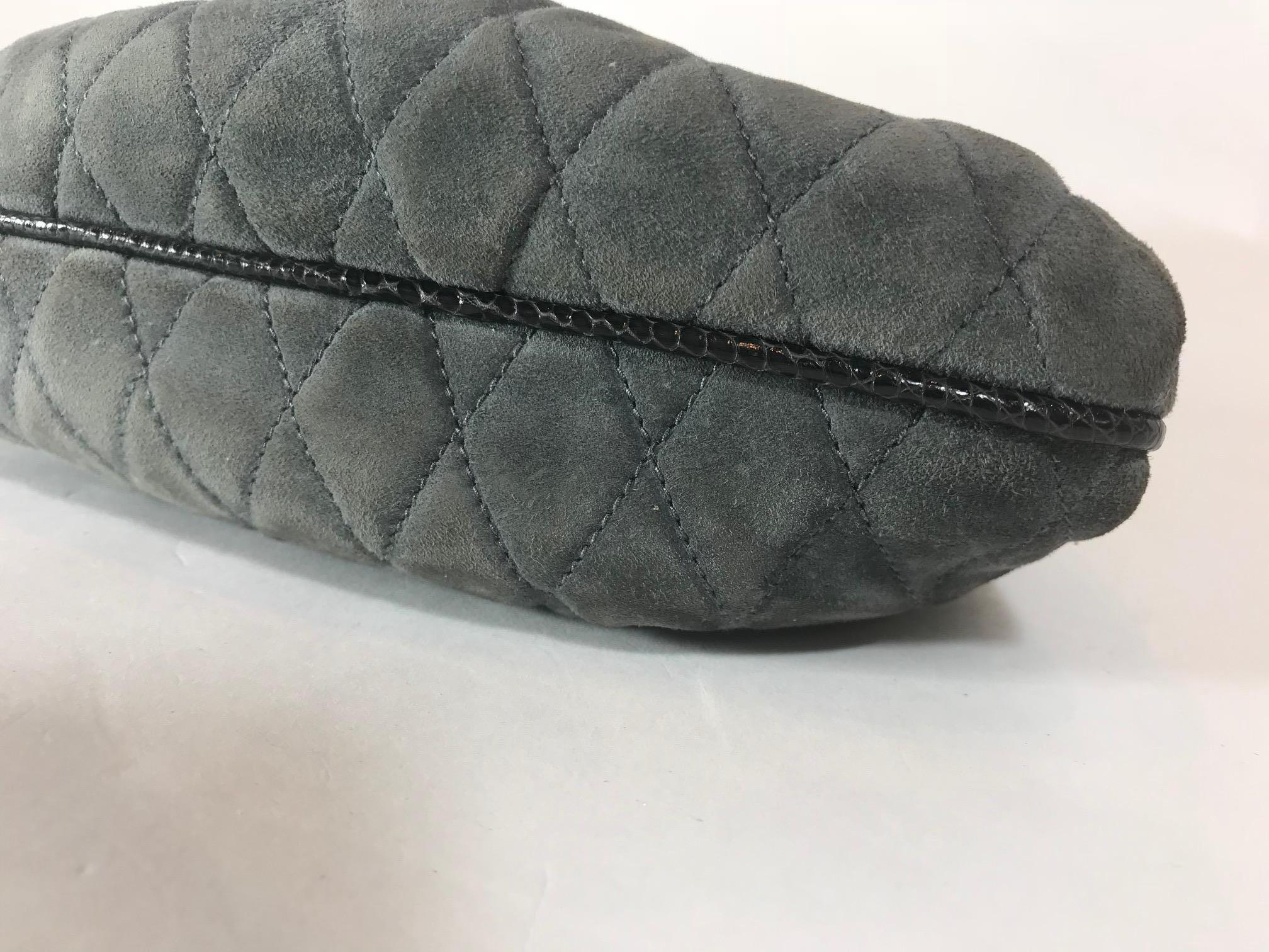 Chanel Vintage Python Suede Quilted Evening Clutch For Sale 2