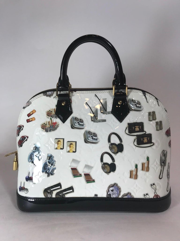 Louis Vuitton White Monogram Vernis and Stickers Alma PM Bag For Sale at 1stdibs
