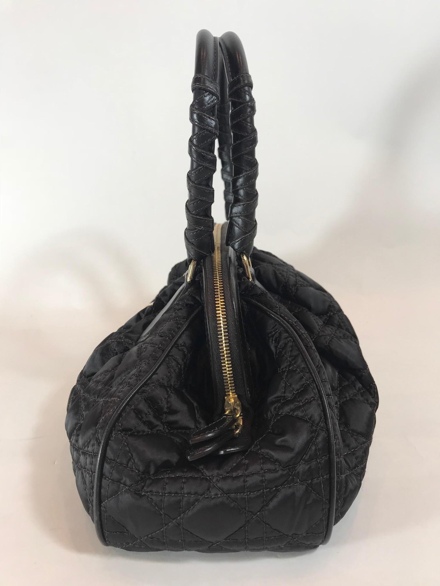 Black Christian Dior Satin Cannage Doctor Bag For Sale