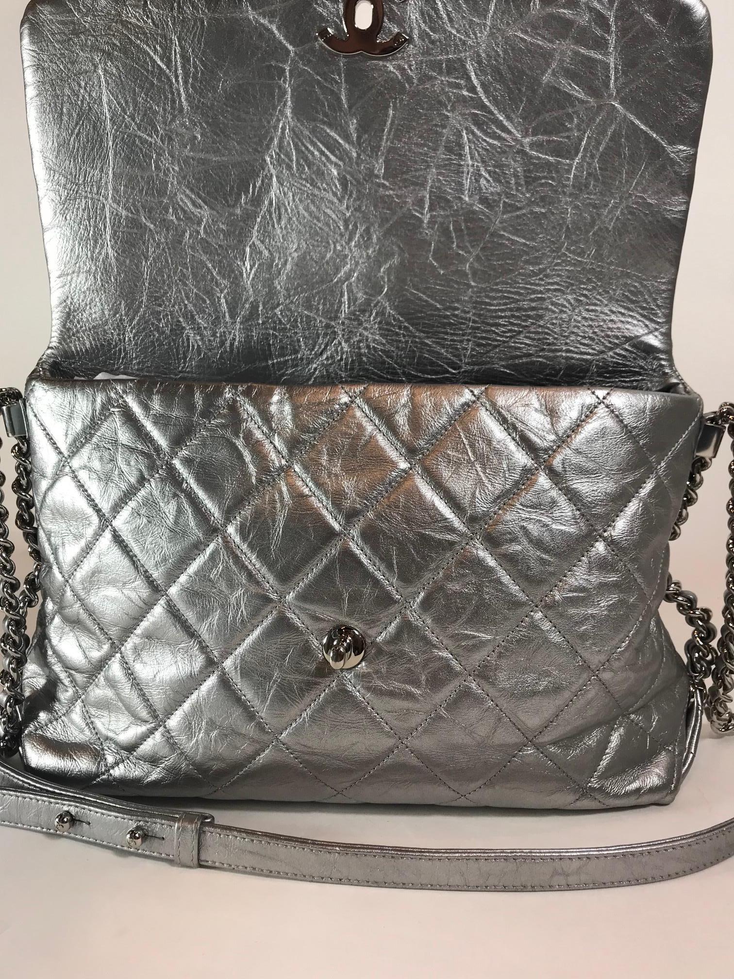 Chanel Metallic Crumpled Calfskin Big Bang Flap Bag For Sale 3